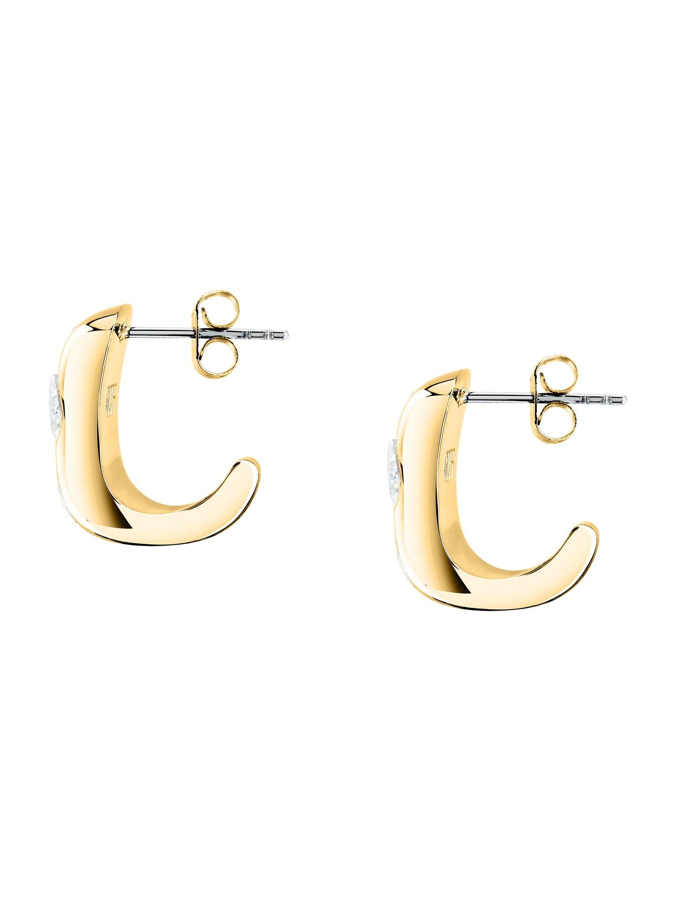 Image 3 of 7 of GCDS Milano Womens Bold Gold Diamonte Earrings - Gold