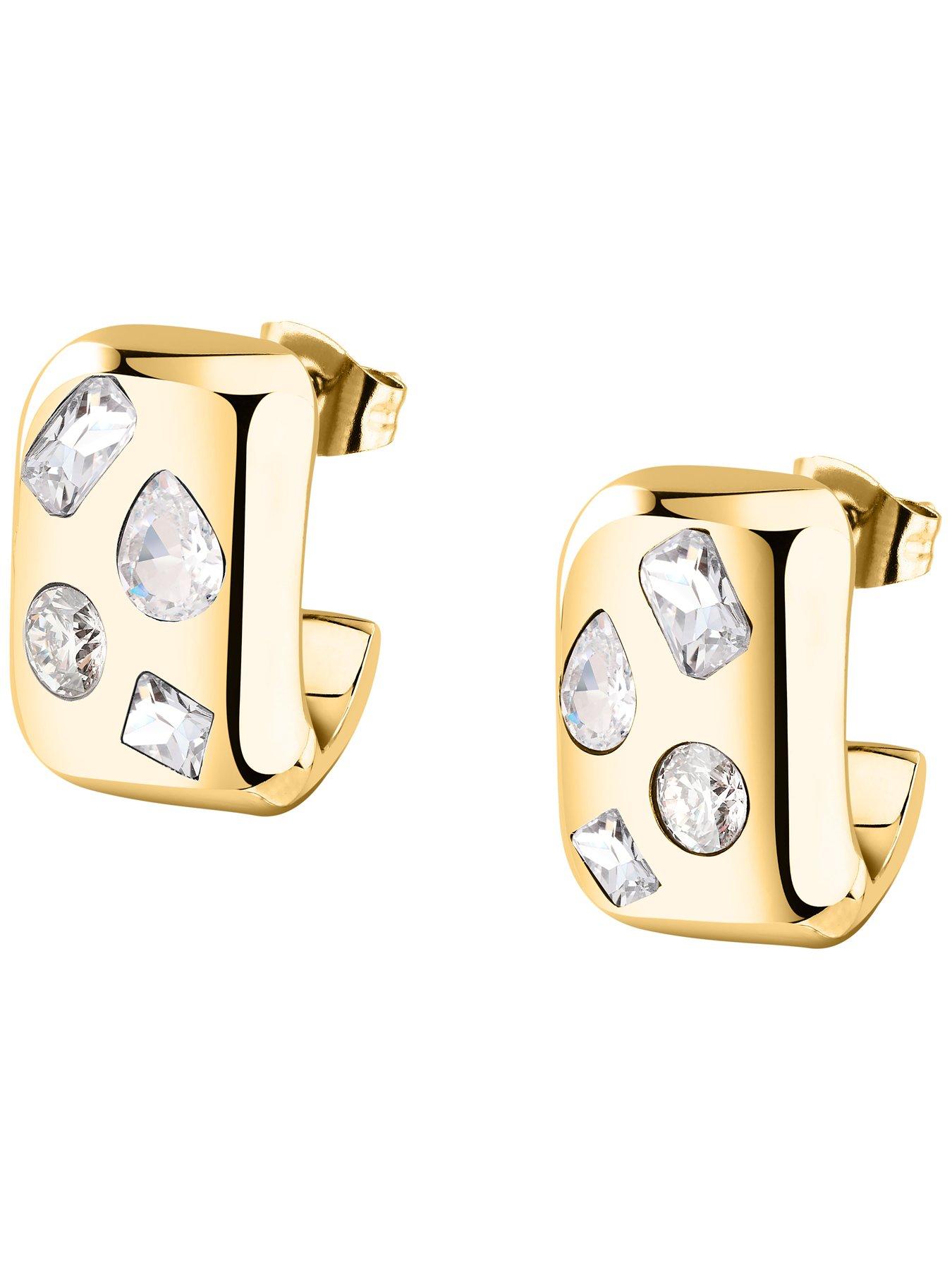 Image 7 of 7 of GCDS Milano Womens Bold Gold Diamonte Earrings - Gold