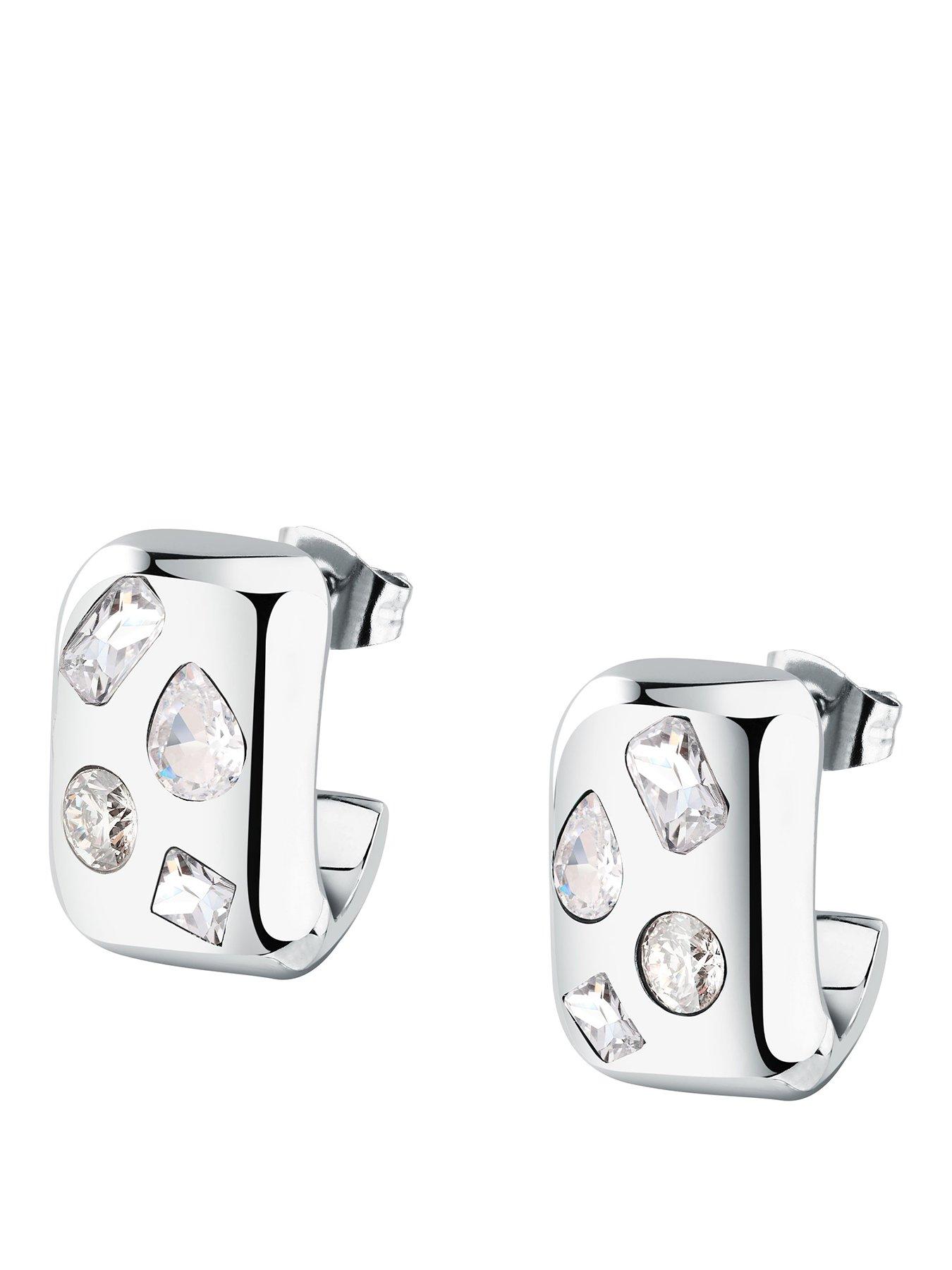 Image 1 of 7 of GCDS Milano Bold Gold Diamonte Earrings - Silver