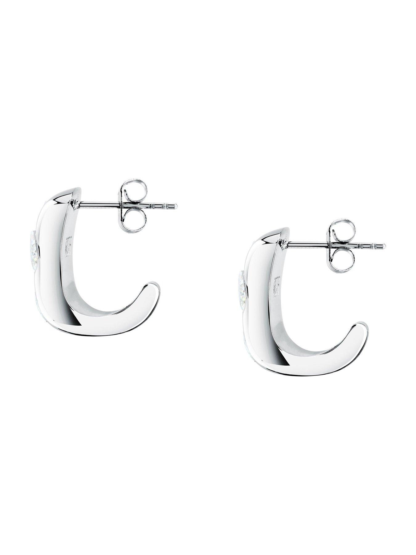 Image 3 of 7 of GCDS Milano Bold Gold Diamonte Earrings - Silver