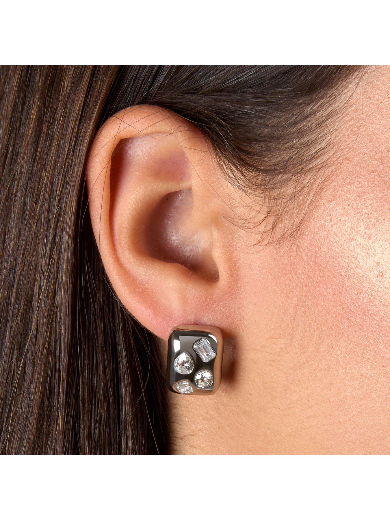 Image 5 of 7 of GCDS Milano Bold Gold Diamonte Earrings - Silver