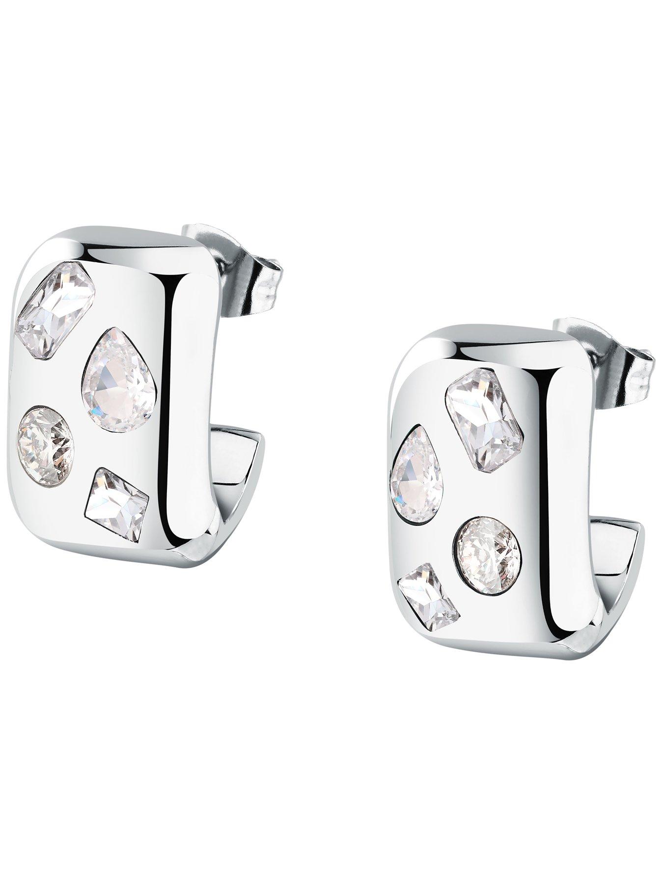 Image 7 of 7 of GCDS Milano Bold Gold Diamonte Earrings - Silver