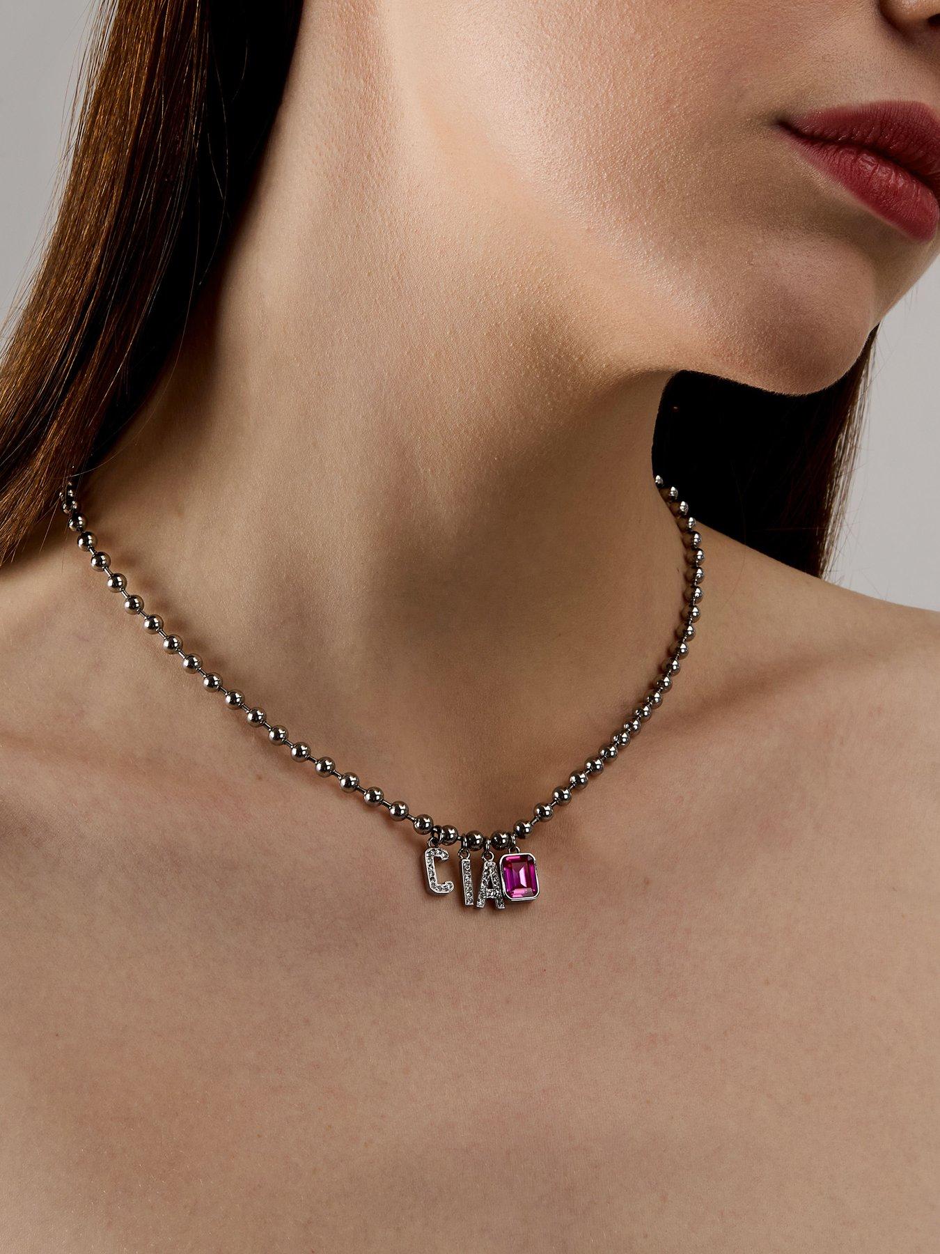 Image 3 of 5 of GCDS Milano Womens Talking Jewels Ciao Necklace - Silver
