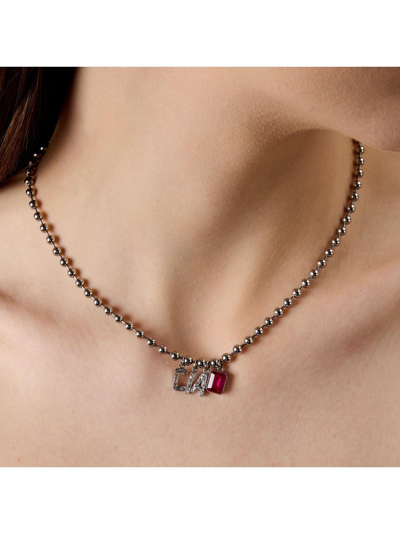 Image 4 of 5 of GCDS Milano Womens Talking Jewels Ciao Necklace - Silver