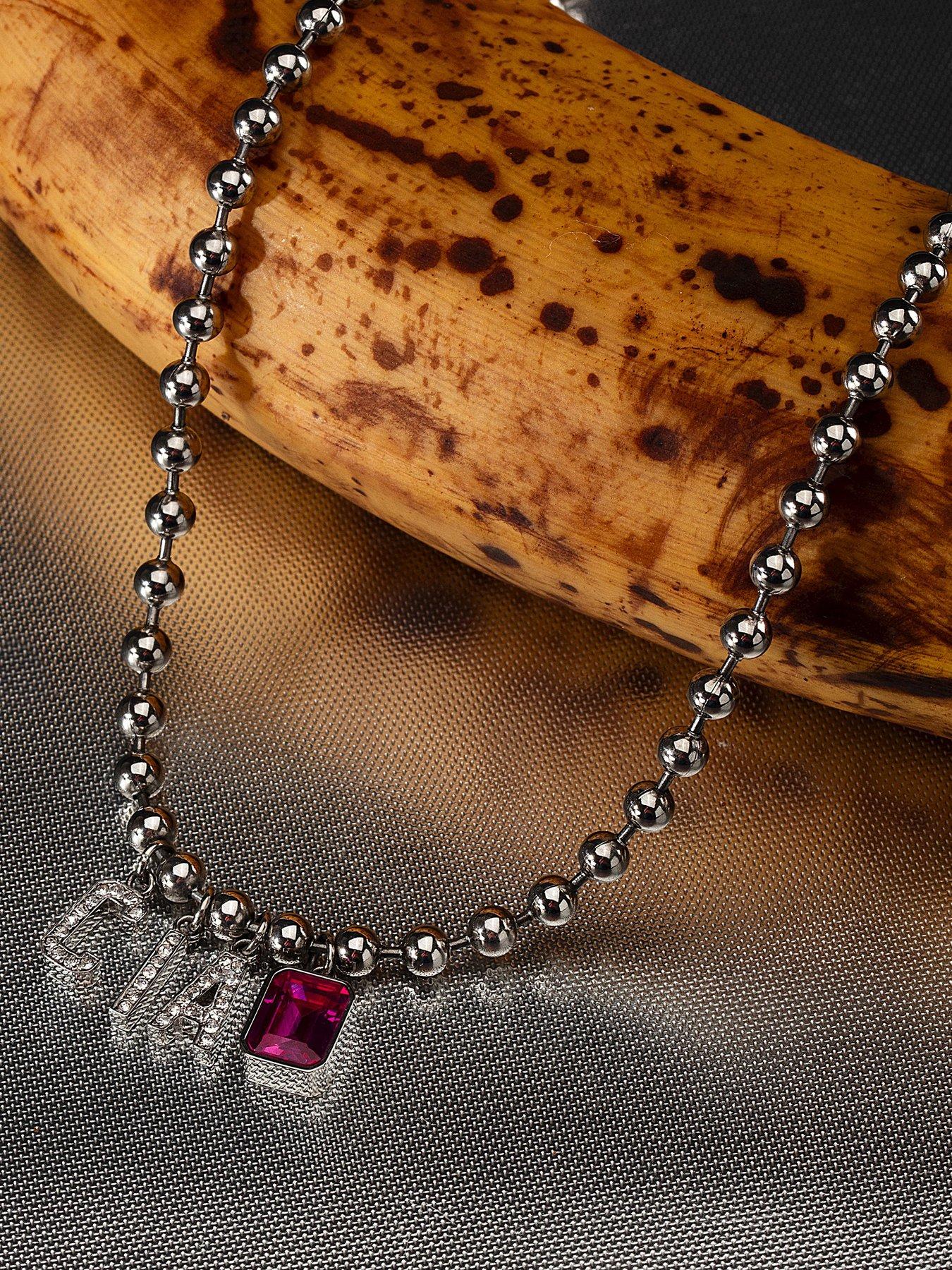 Image 5 of 5 of GCDS Milano Womens Talking Jewels Ciao Necklace - Silver