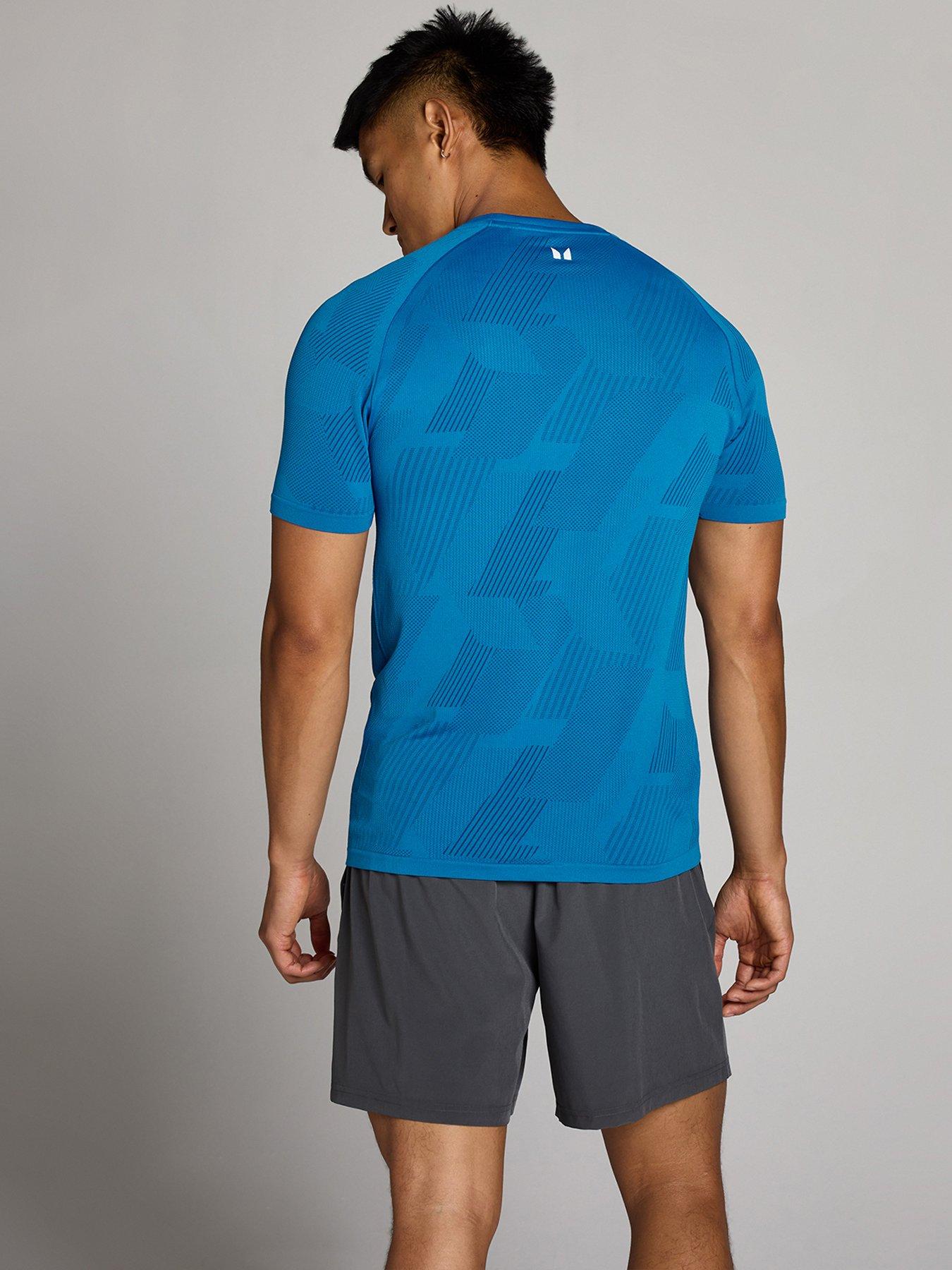 Image 2 of 3 of Myprotein Mens Training Tempo Pillar Graphic Seamless T-shirt - Blue