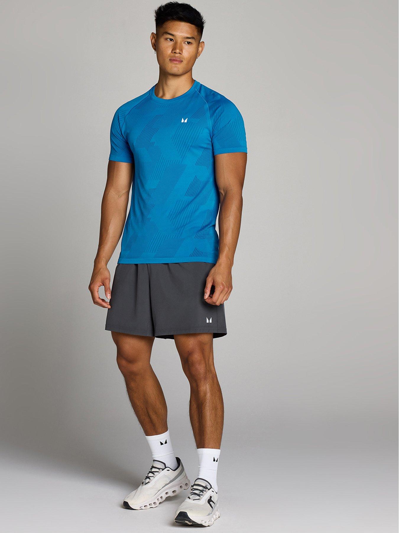 Image 3 of 3 of Myprotein Mens Training Tempo Pillar Graphic Seamless T-shirt - Blue