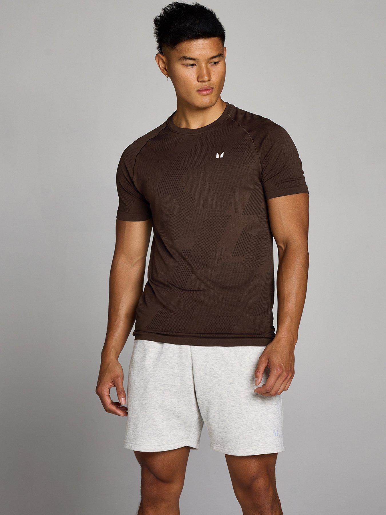 Image 1 of 4 of Myprotein Mens Training Tempo Pillar Graphic Seamless T-shirt - Brown