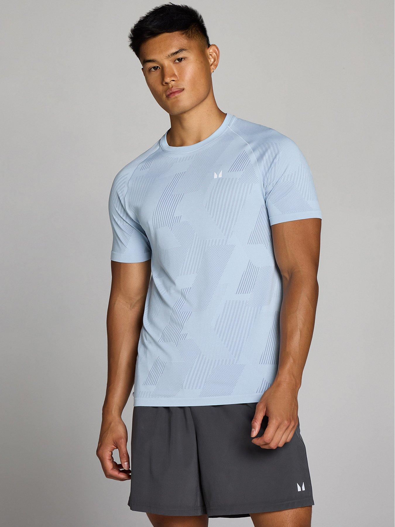 Image 1 of 4 of Myprotein Mens Training Tempo Pillar Graphic Seamless T-shirt - Blue