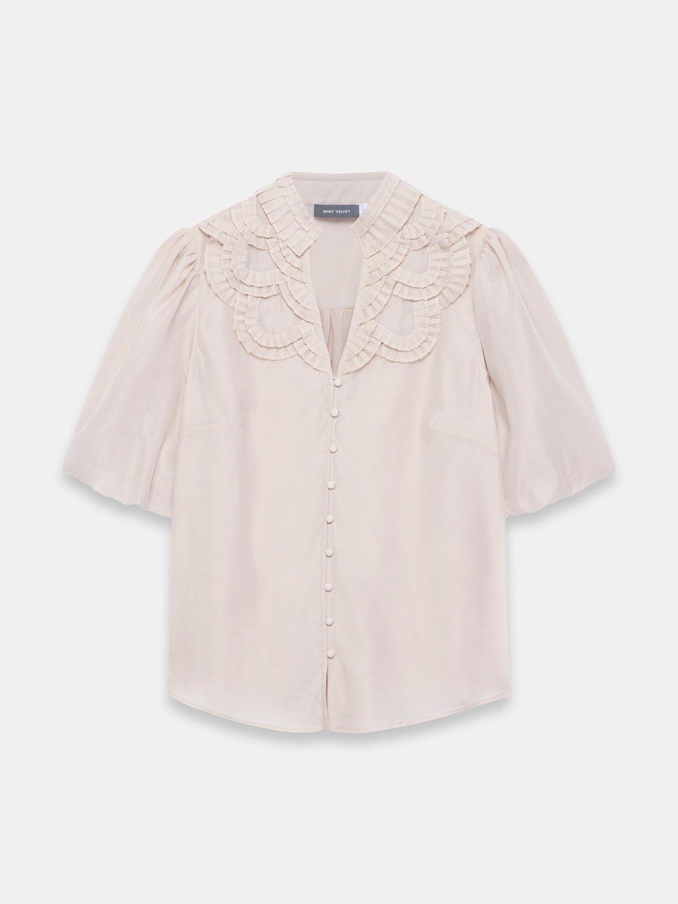 Image 5 of 6 of Mint Velvet Womens Oyster Pleated Blouse - Neutral