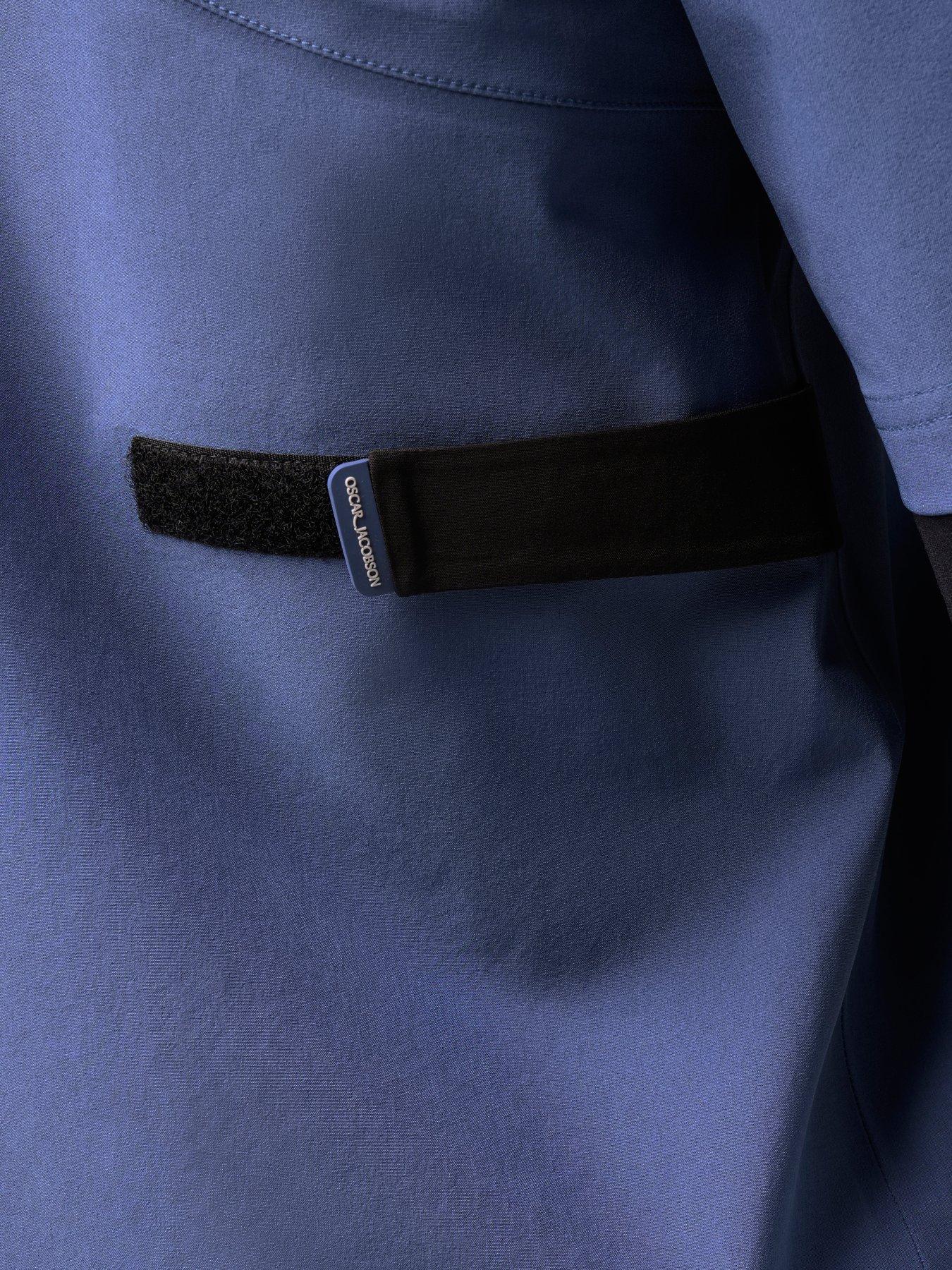Image 3 of 4 of Oscar Jacobson Mens Arlington Half Zip Contrast Panel Golf Jacket - Blue
