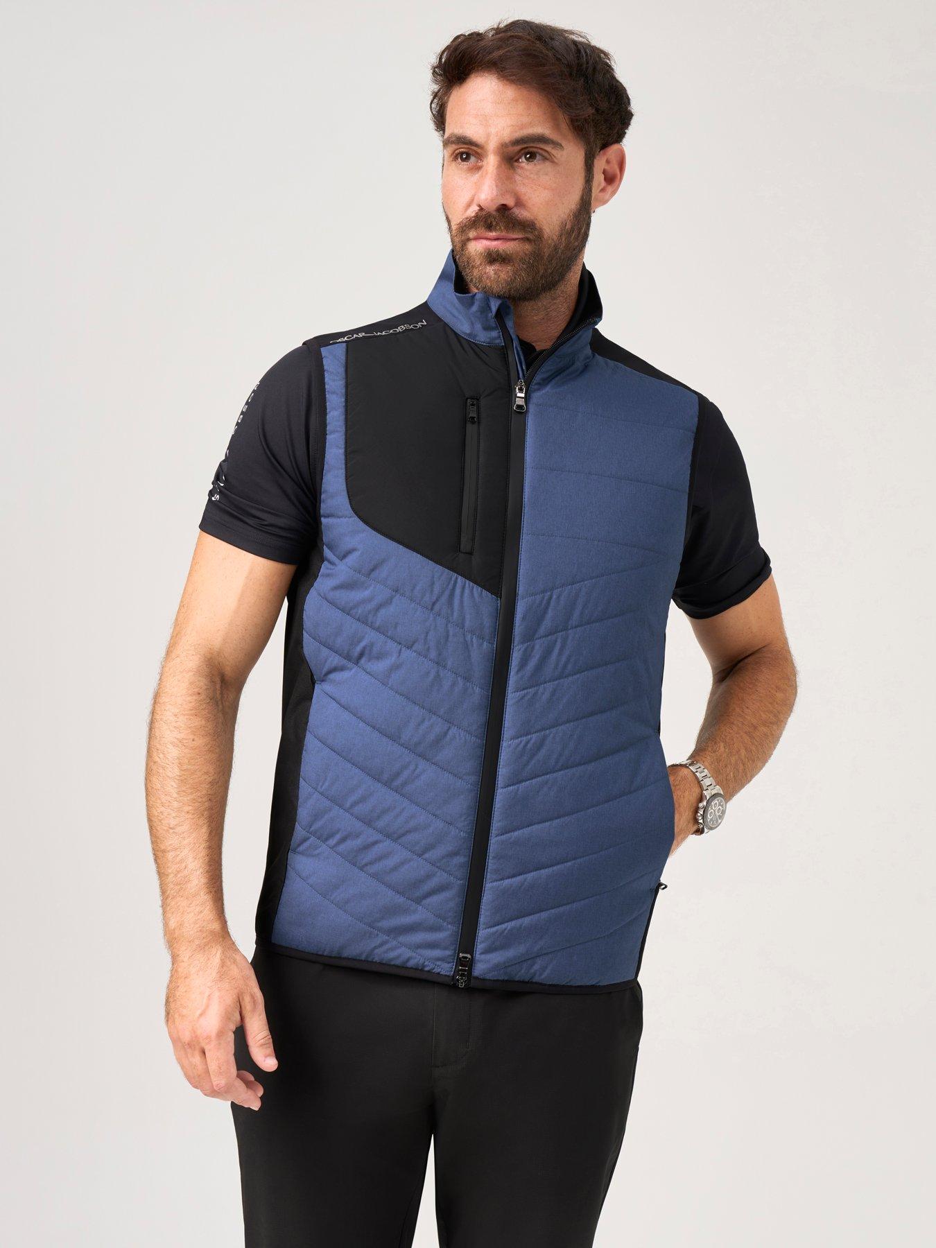 Image 1 of 4 of Oscar Jacobson Mens Golf Baynes Insulated Full Zip Gilet - Blue