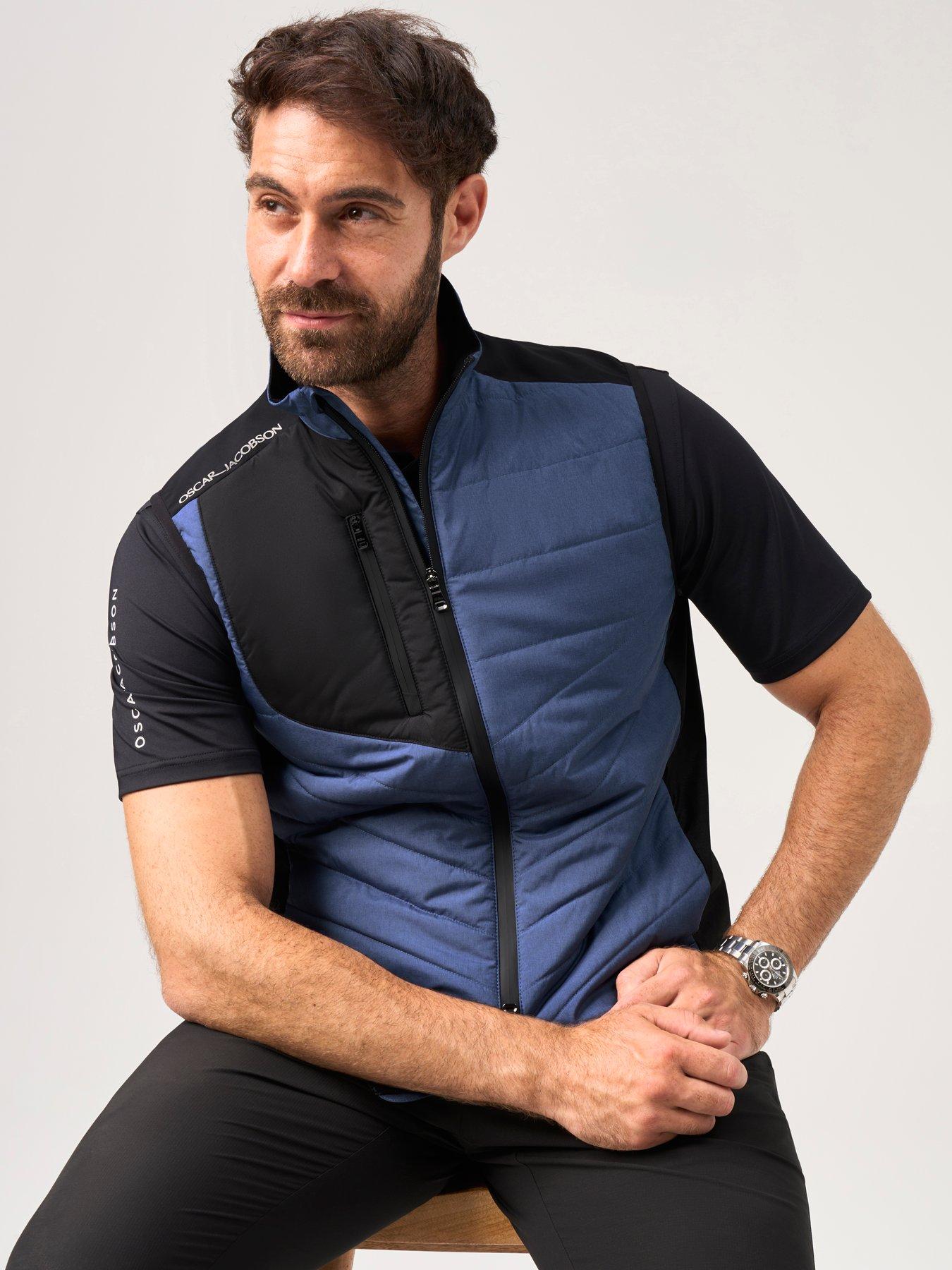Image 3 of 4 of Oscar Jacobson Mens Golf Baynes Insulated Full Zip Gilet - Blue