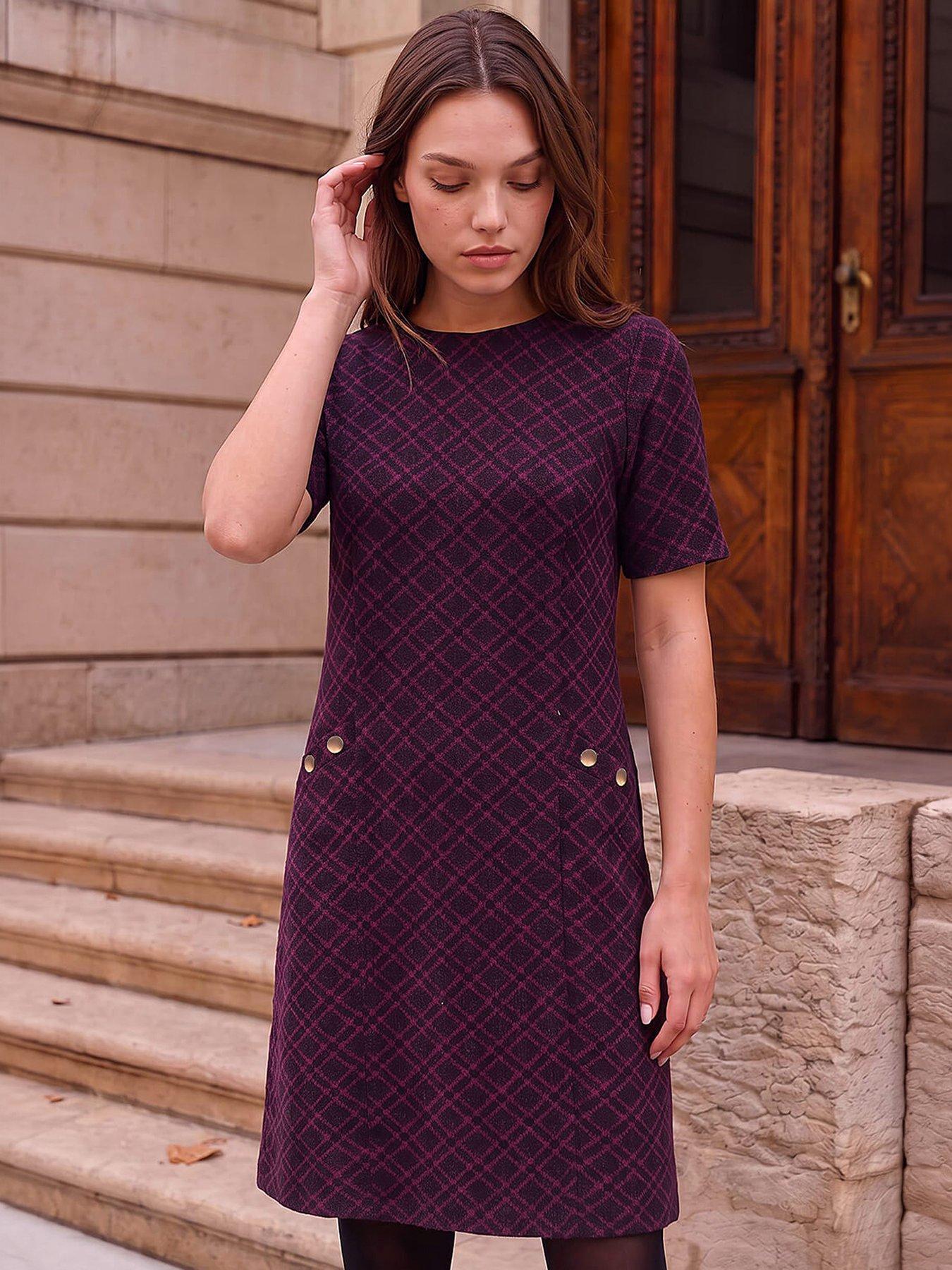 Roman Petite Women's Wine Jacquard Dress Size 18 - Image 2