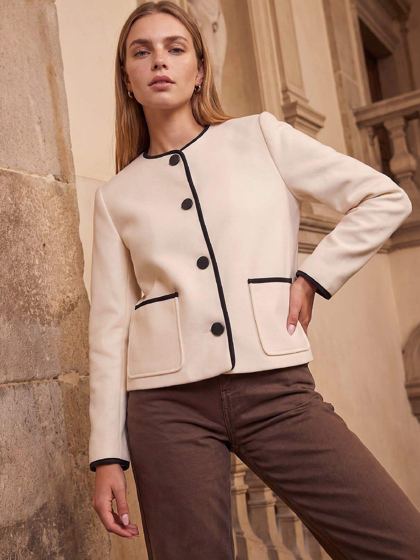 Roman Women's Ivory Tipped Smart Jacket In | : Size 20 - Image 6