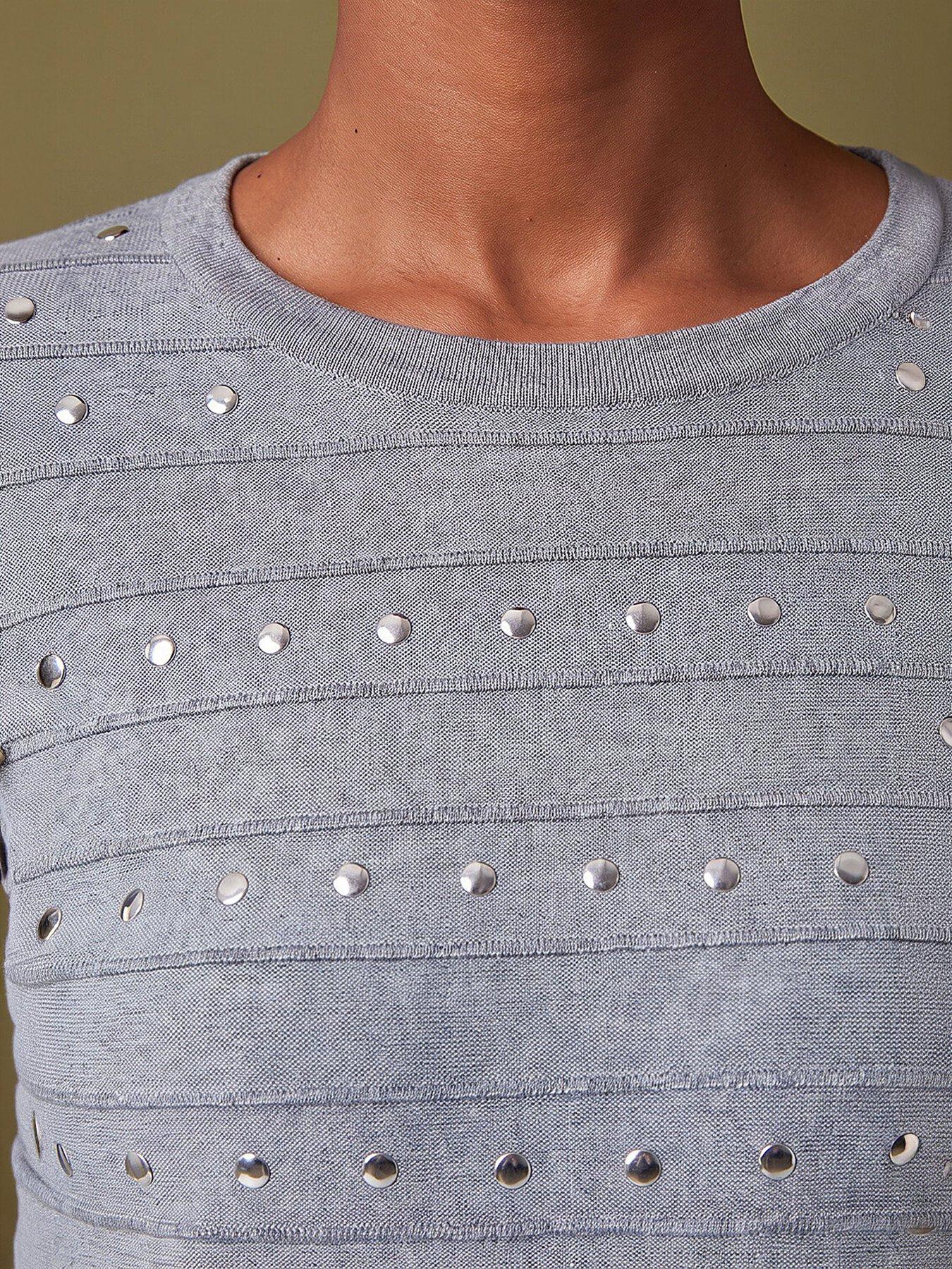 Image 2 of 4 of Roman Womens Stud Detail Jumper - Grey