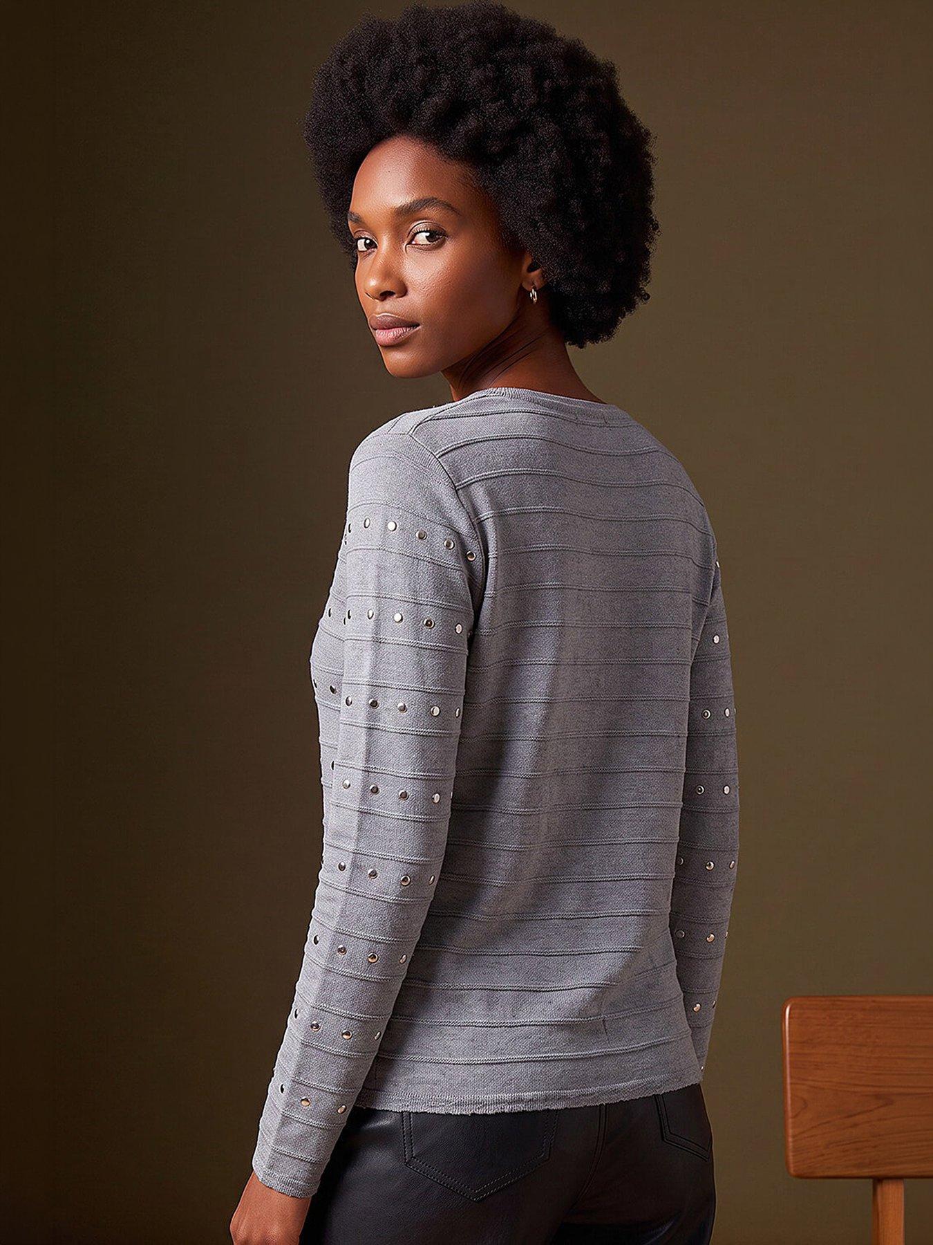Image 3 of 4 of Roman Womens Stud Detail Jumper - Grey