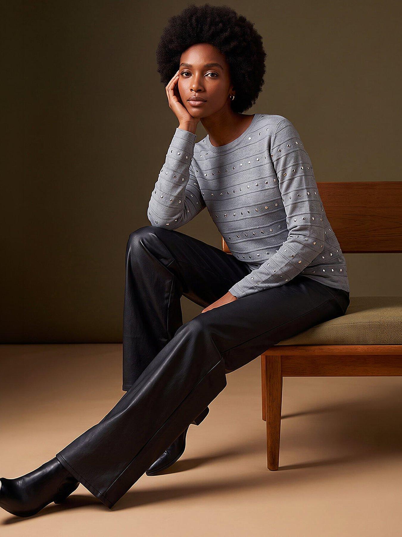 Image 4 of 4 of Roman Womens Stud Detail Jumper - Grey