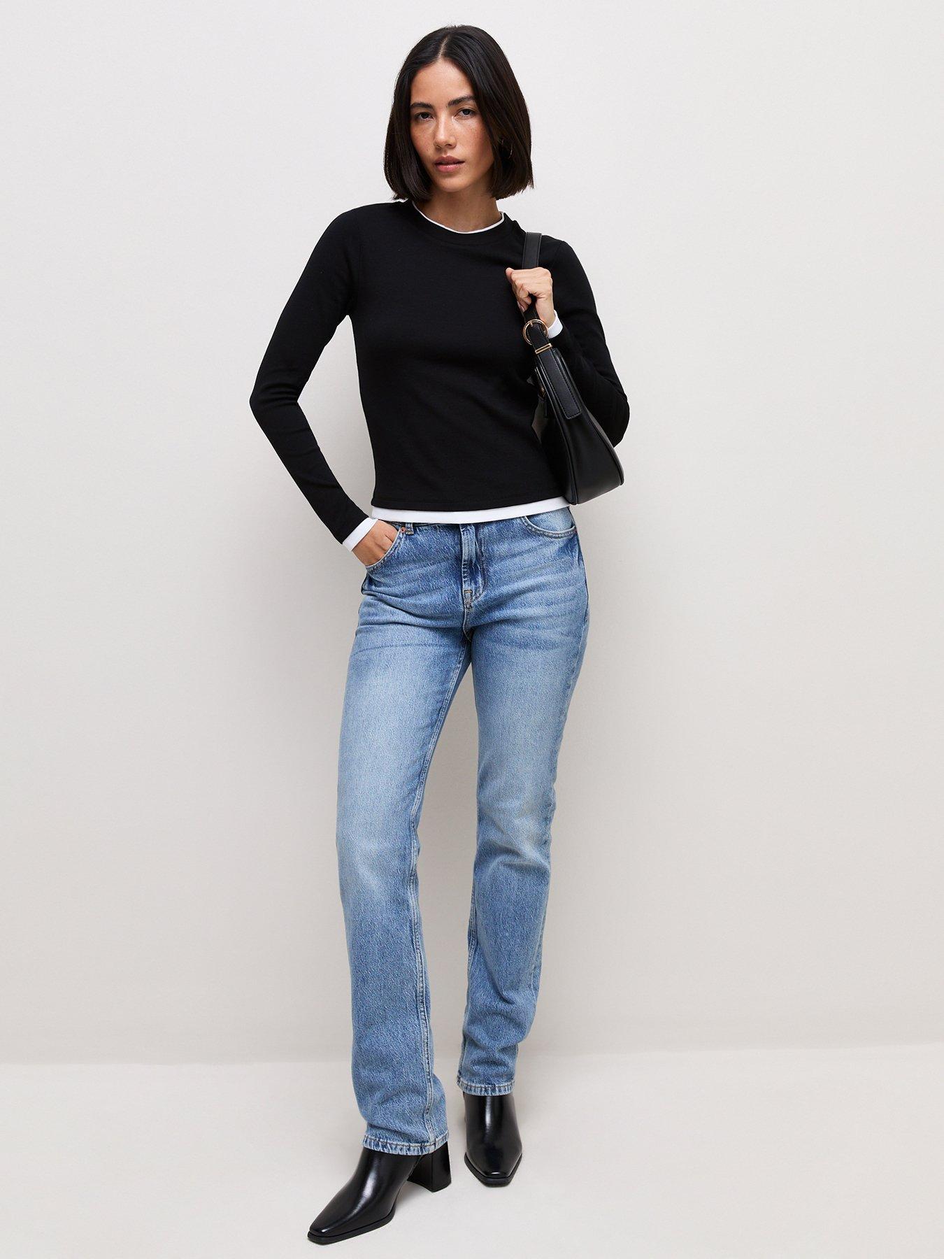 Image 3 of 5 of New Look Womens Double Layer Long Sleeve Blouse - Black