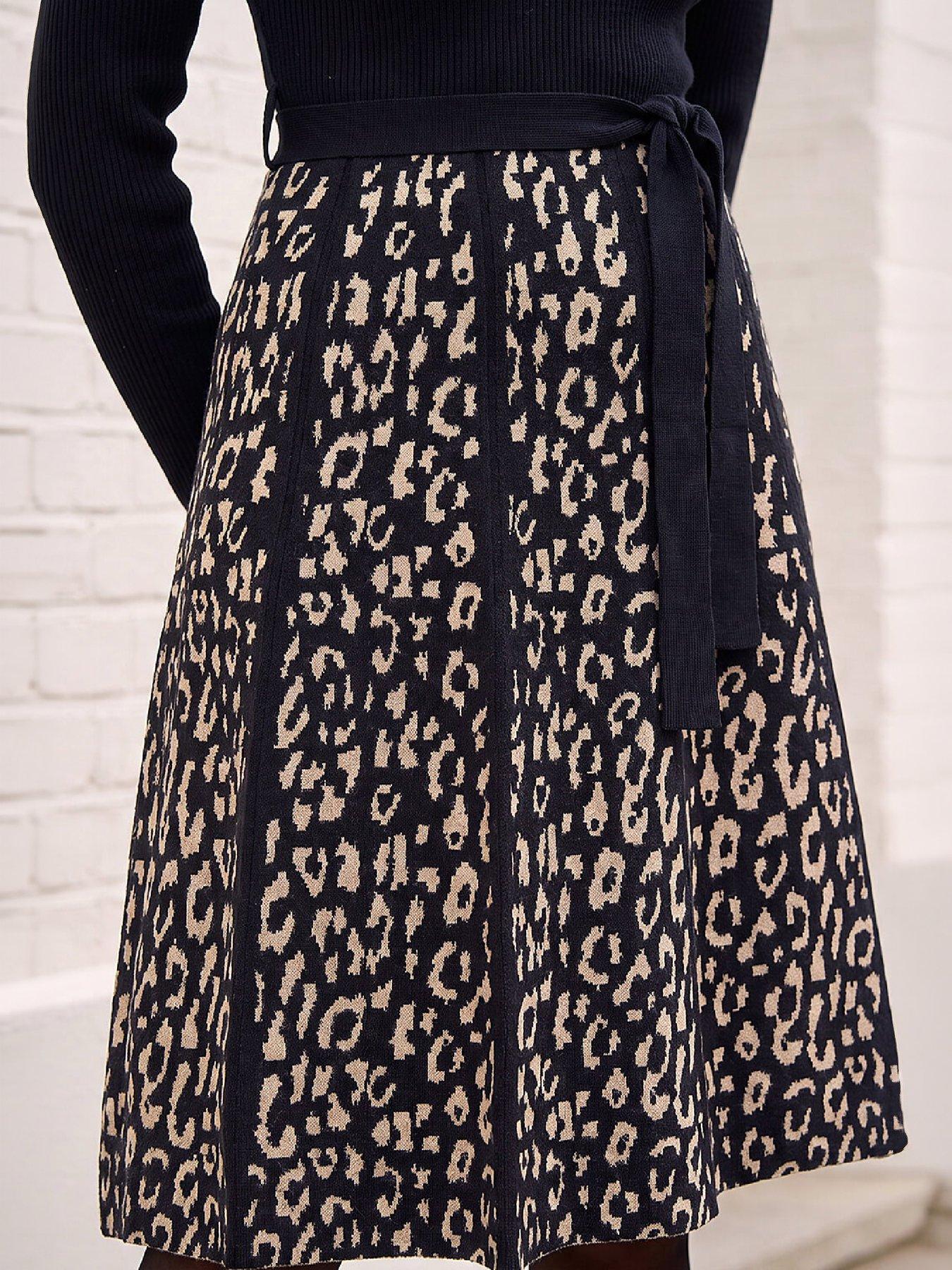 Image 2 of 4 of Roman Animal Knit Belted Dress