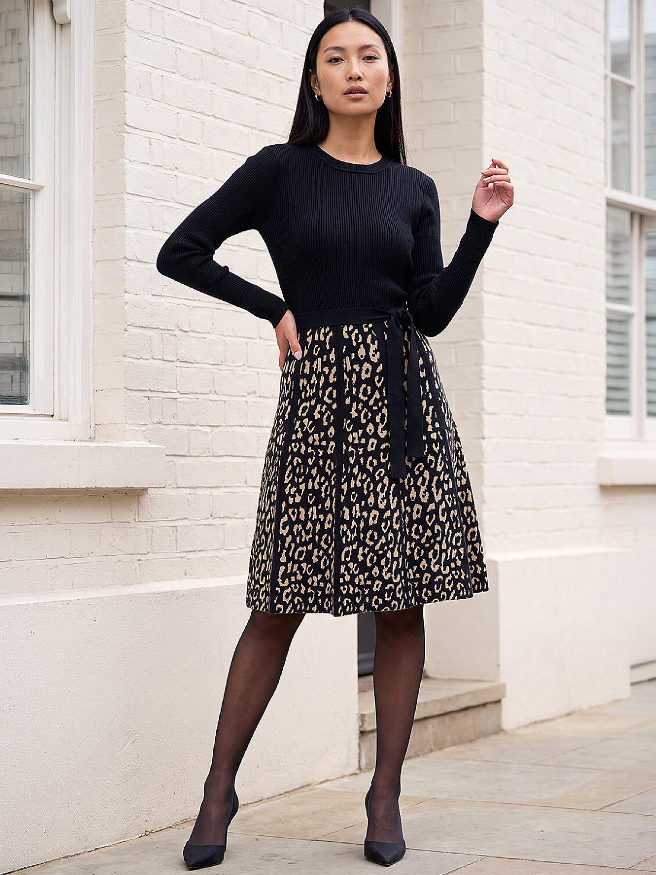 Image 4 of 4 of Roman Animal Knit Belted Dress