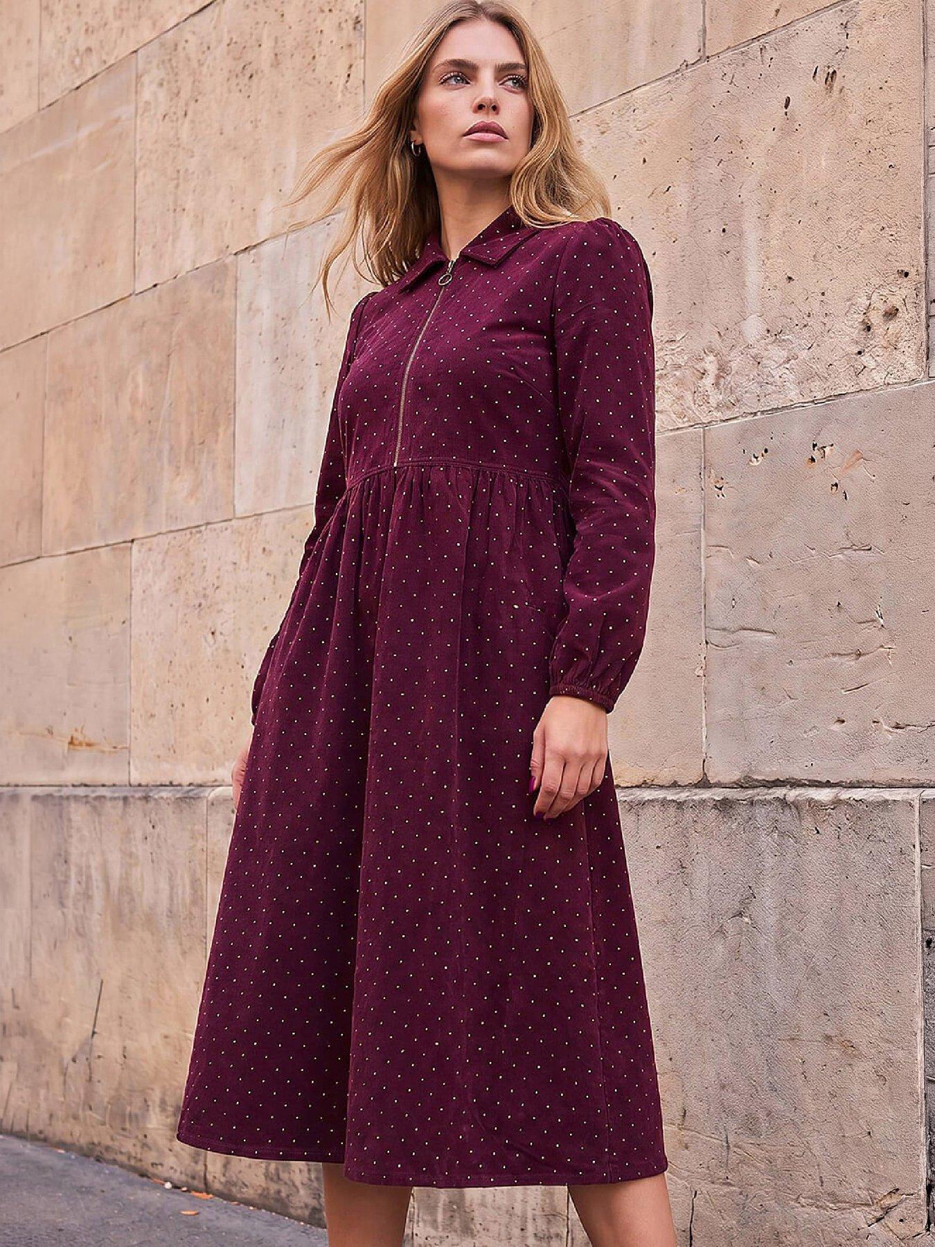 Roman Women's Wine Spot Zip Cord Midi Dress Size 18 - Image 3