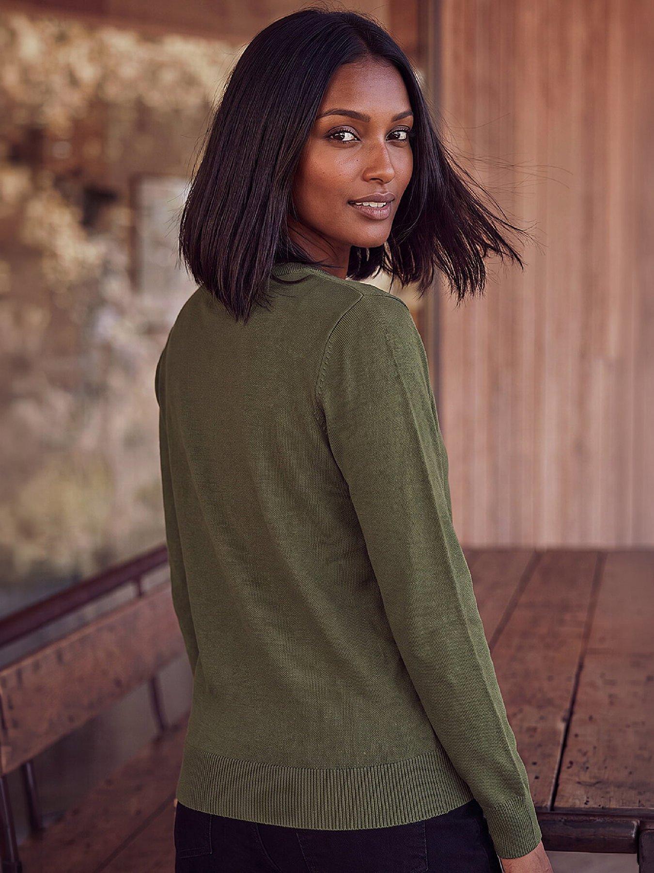 Image 2 of 4 of Roman Womens Bow Detail Long Sleeve Knitted Jumper - Green