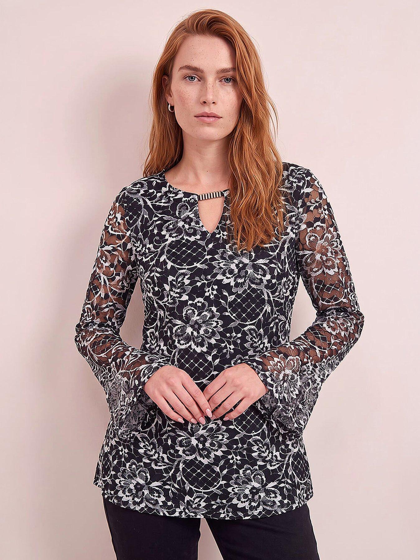 Image 1 of 4 of Roman Mixed Lace Top