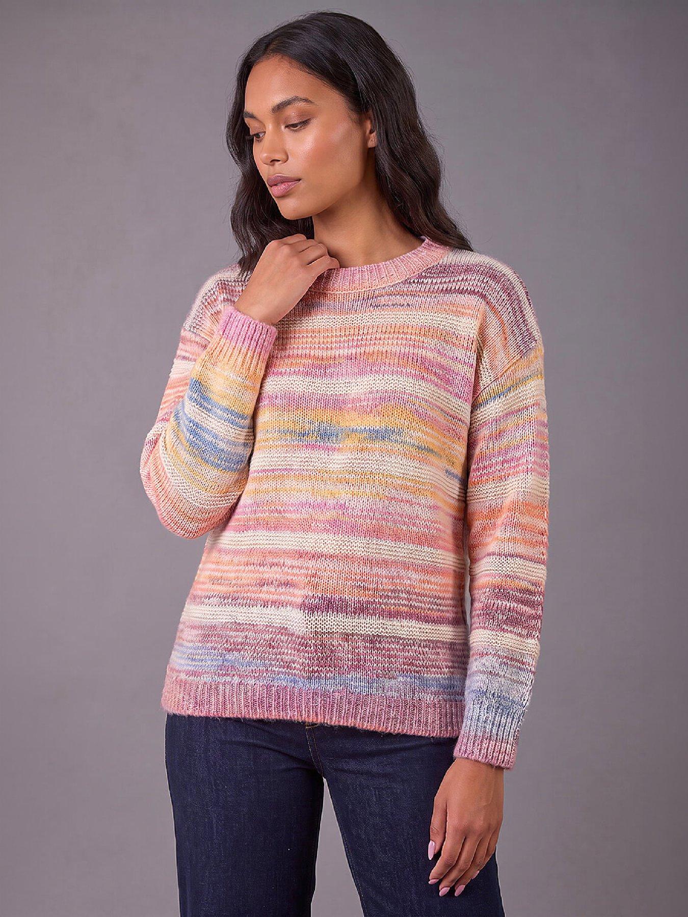 Roman Women's Pink Fluffy Stripe Knit In | Size: 16 - Image 2