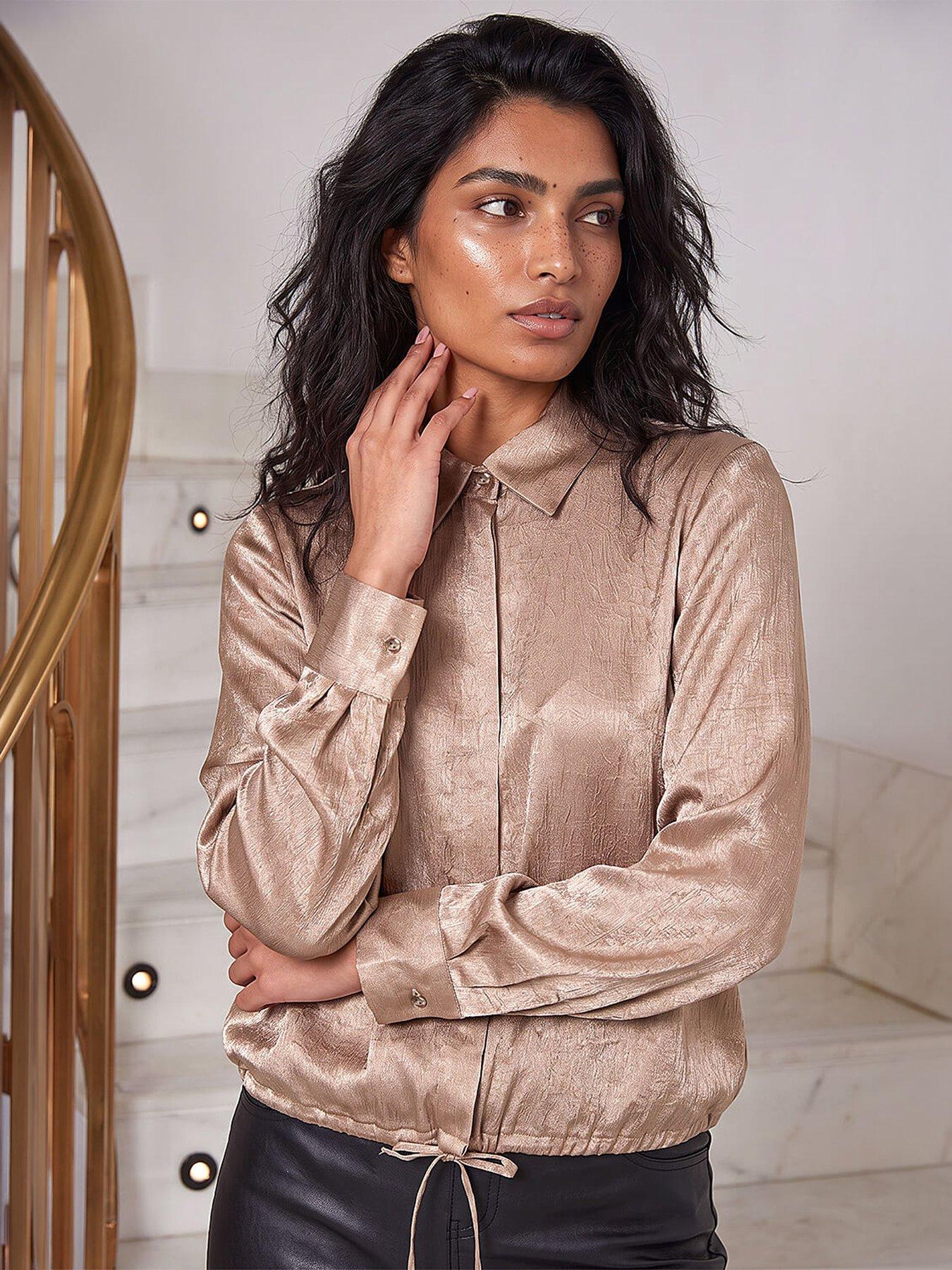 Image 2 of 4 of Roman Satin Tie Hem Shirt