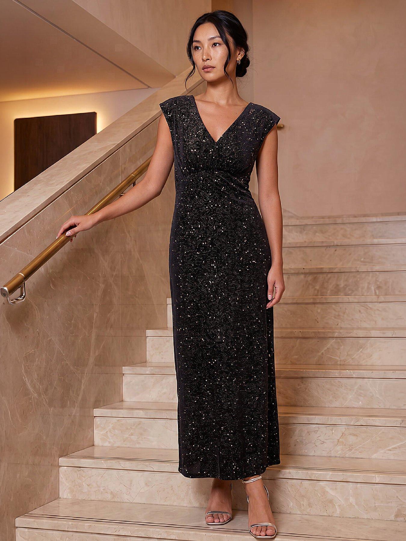 Image 4 of 4 of Roman Glitter Velvet Dress