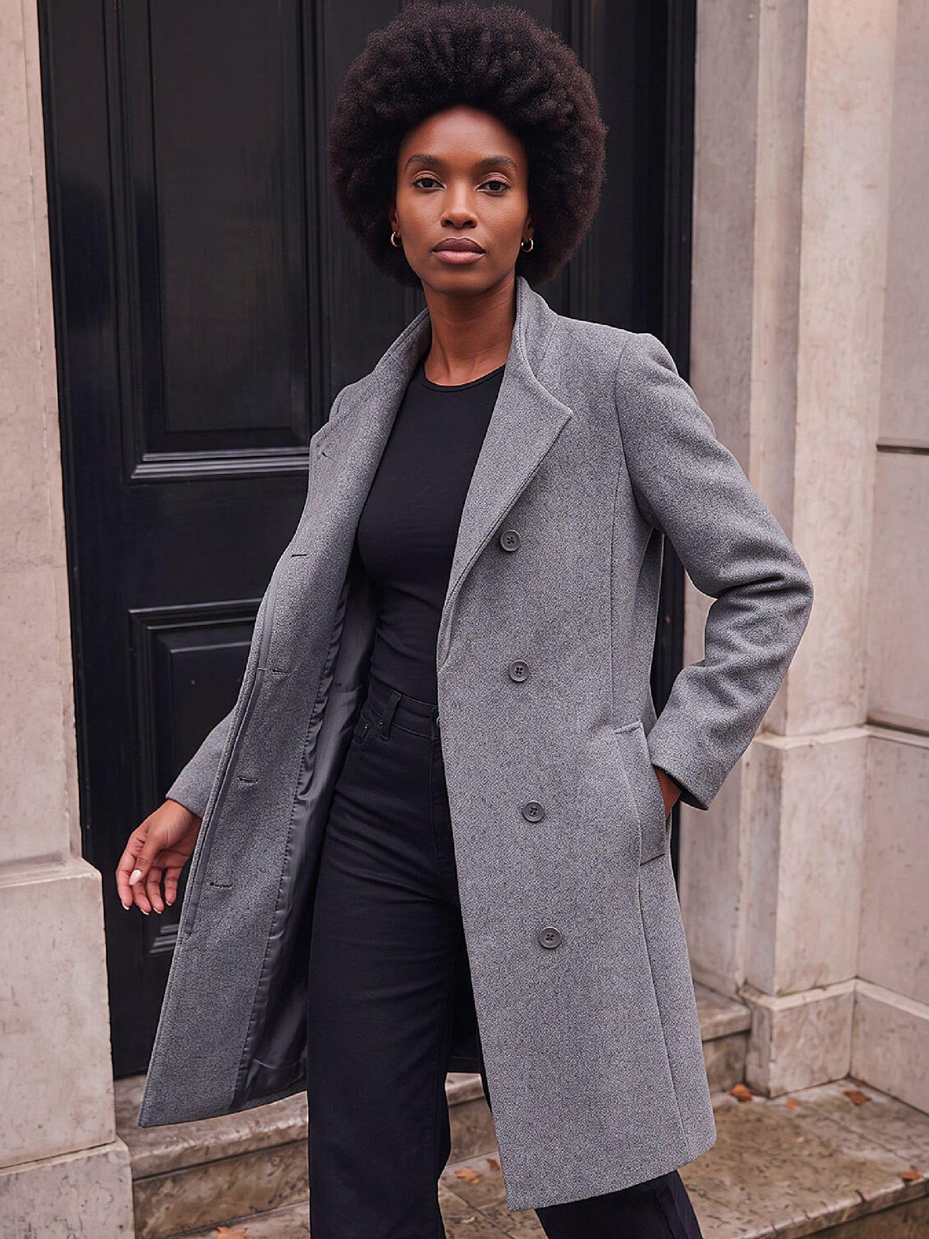 Roman Women's Tailored Funnel Neck Pocket Detail Coat in Grey | Size: 20 - Image 3