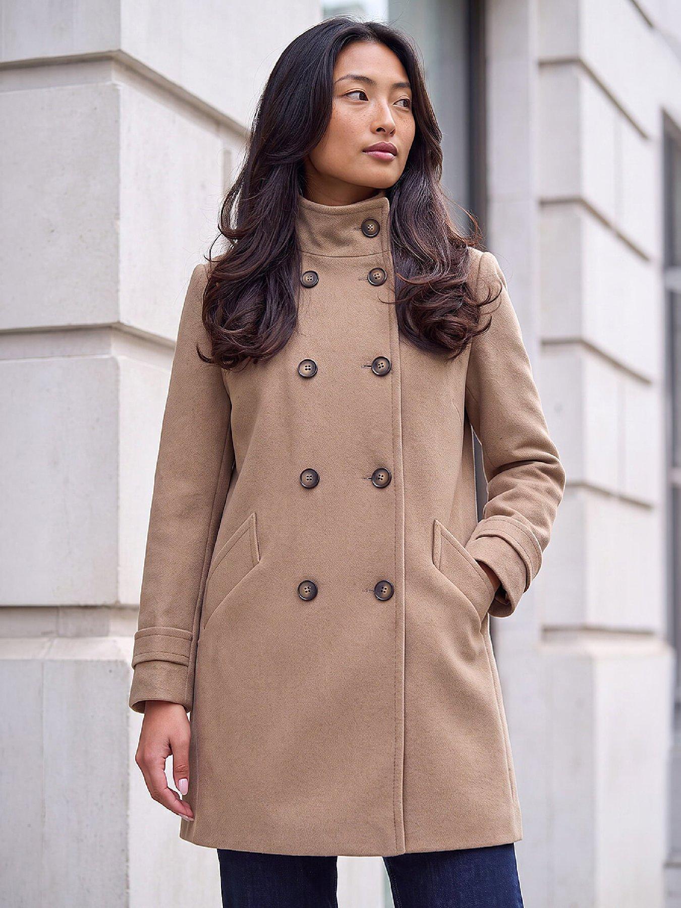 Image 1 of 4 of Roman Petite Funnel Neck Double Breasted Coat