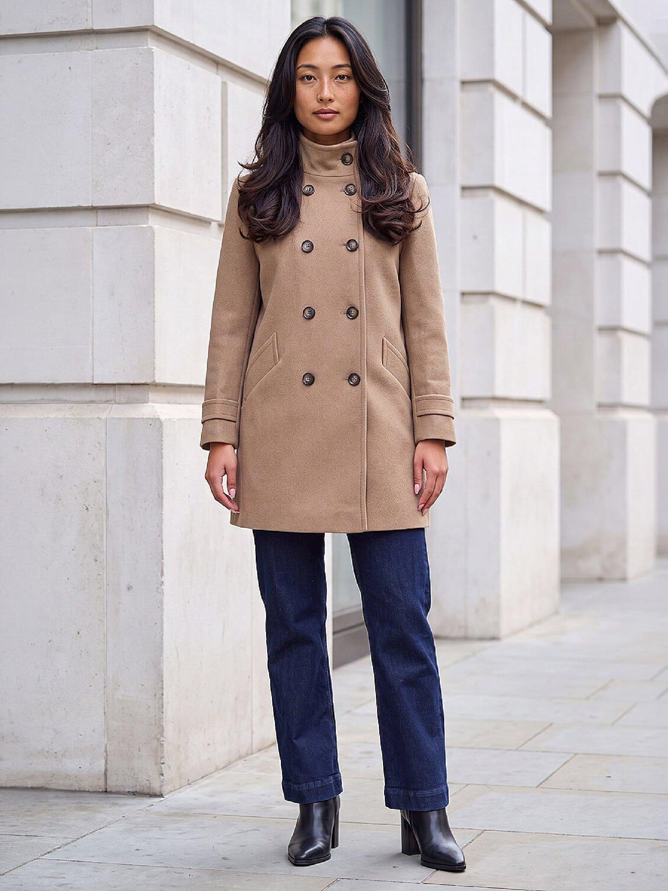 Image 3 of 4 of Roman Petite Funnel Neck Double Breasted Coat