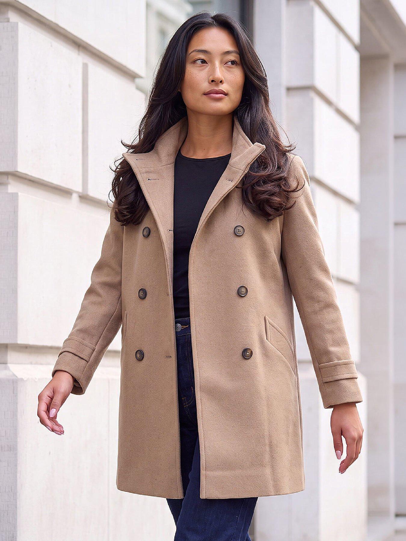 Image 4 of 4 of Roman Petite Funnel Neck Double Breasted Coat