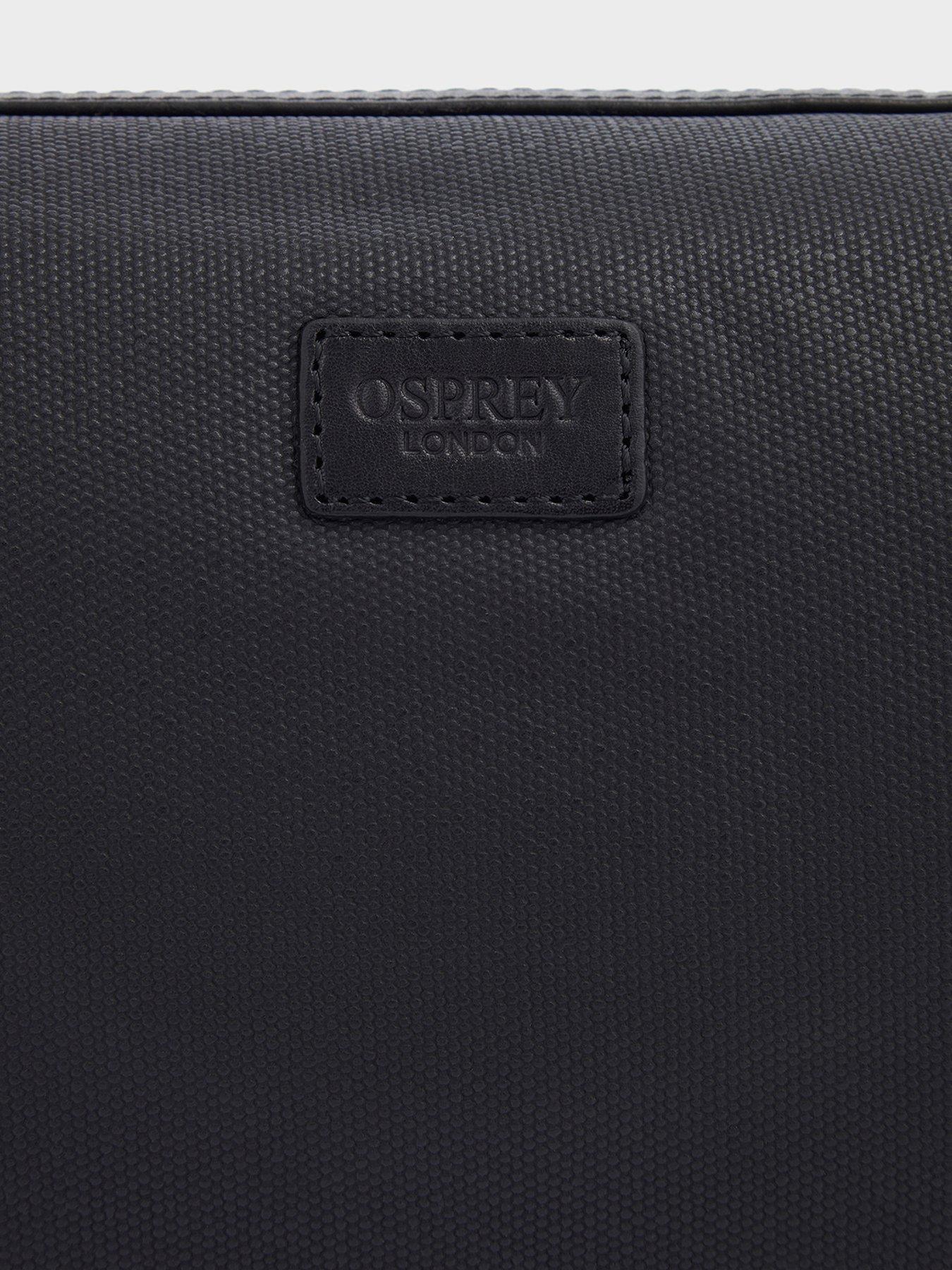 Image 2 of 3 of Osprey London Mens Waxed Canvas Leather Trim Large Wash Bag - Black