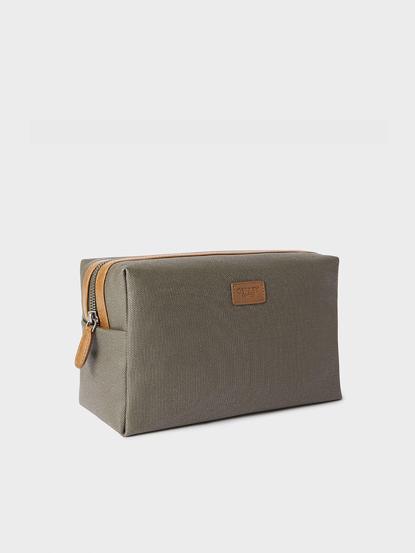 Image 2 of 4 of Osprey London The Grantham Large Waxed Canvas & Leather Washbag - Kkahi & Chestnut