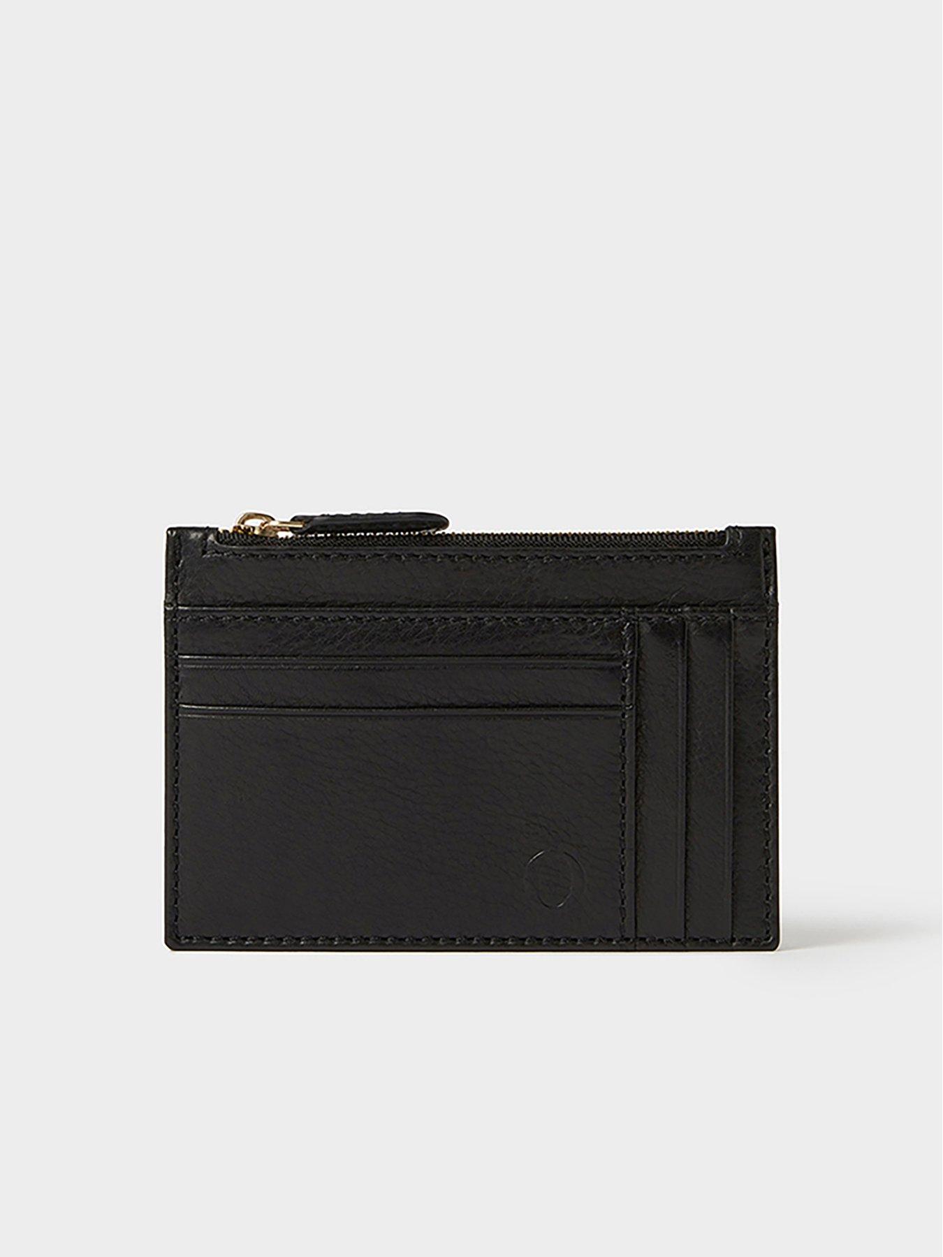 Image 2 of 6 of Osprey London The O Deboss East West Leather Zip Top Card Holder - Black