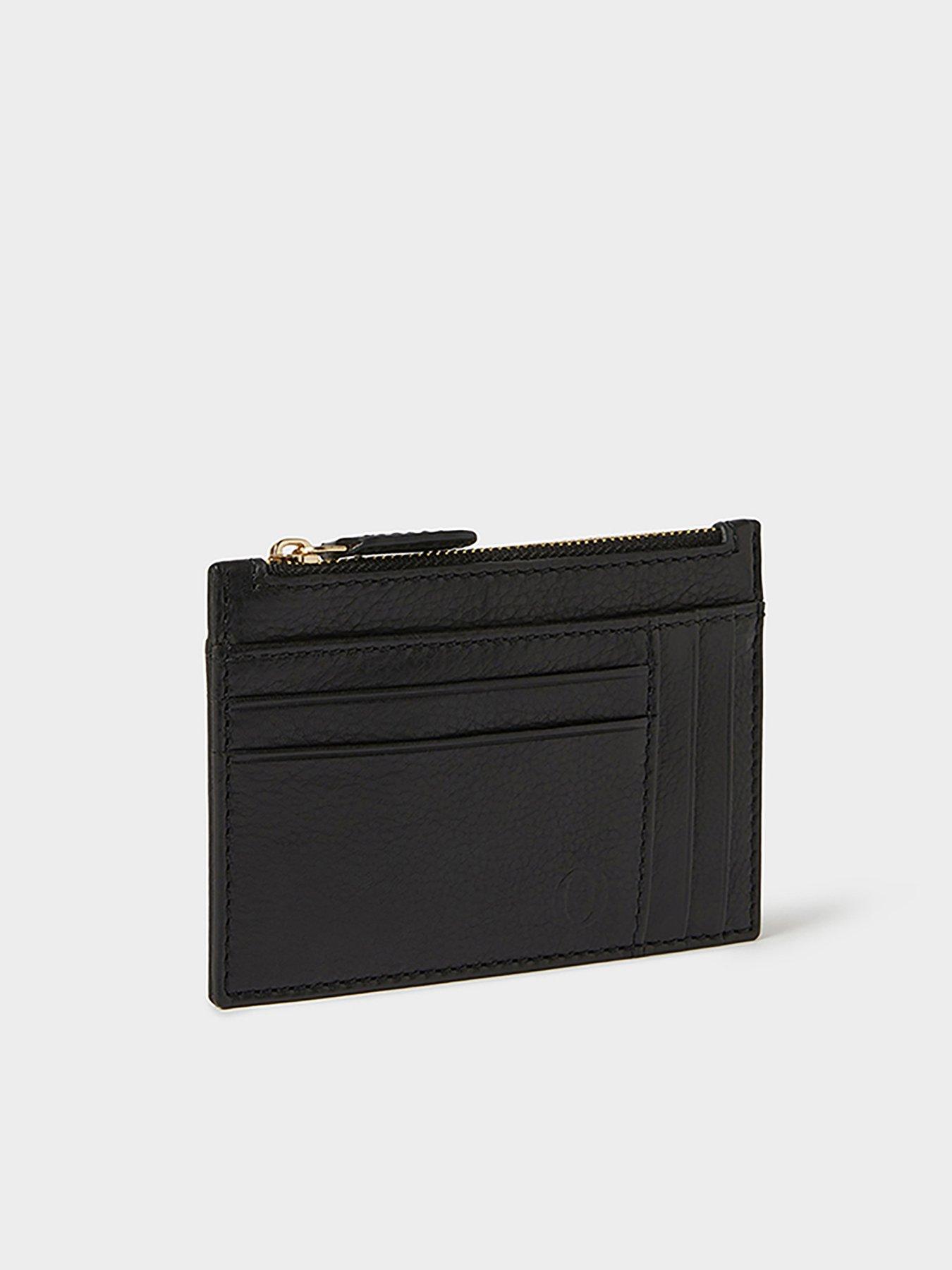 Image 3 of 6 of Osprey London The O Deboss East West Leather Zip Top Card Holder - Black