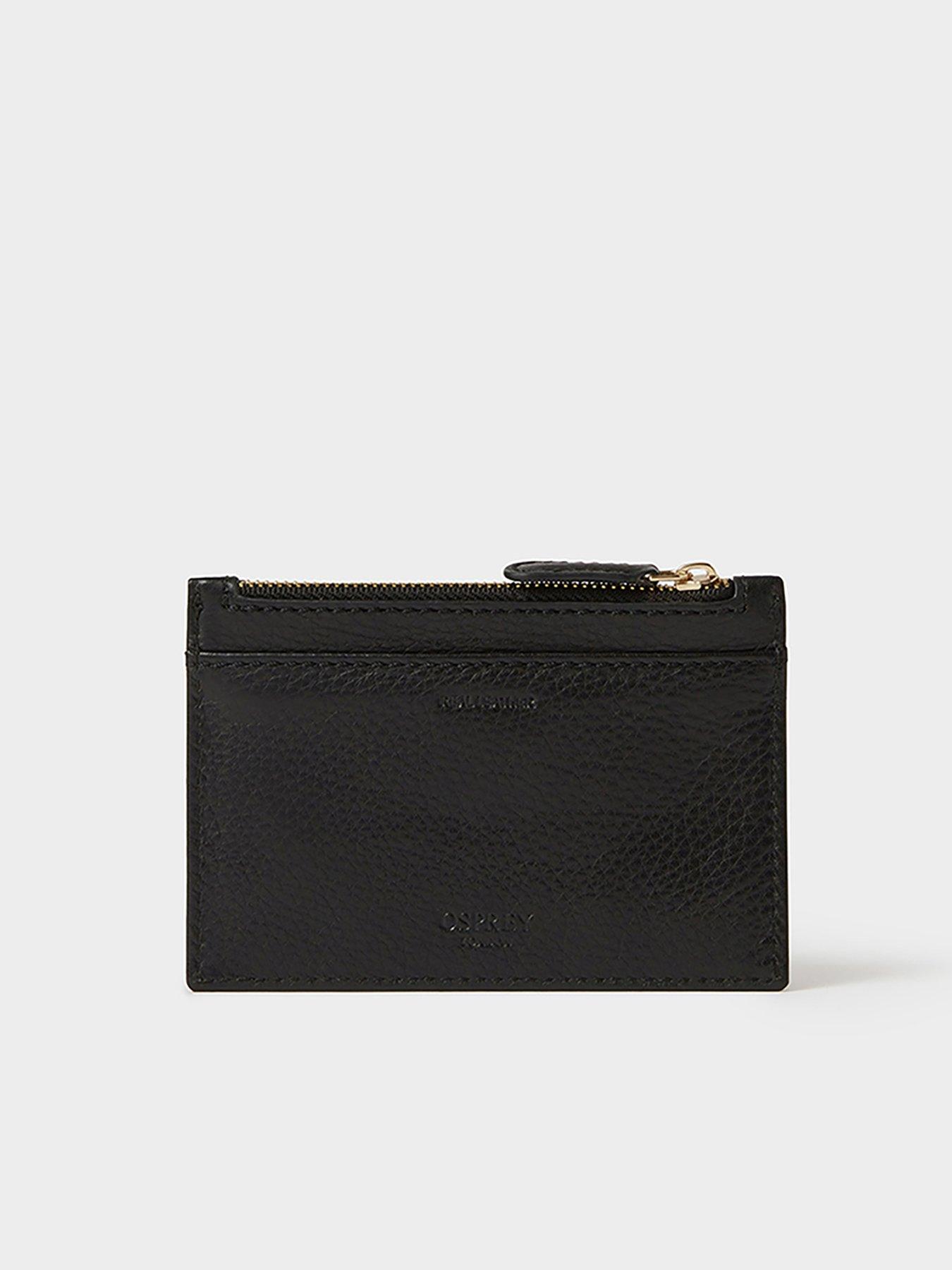Image 4 of 6 of Osprey London The O Deboss East West Leather Zip Top Card Holder - Black