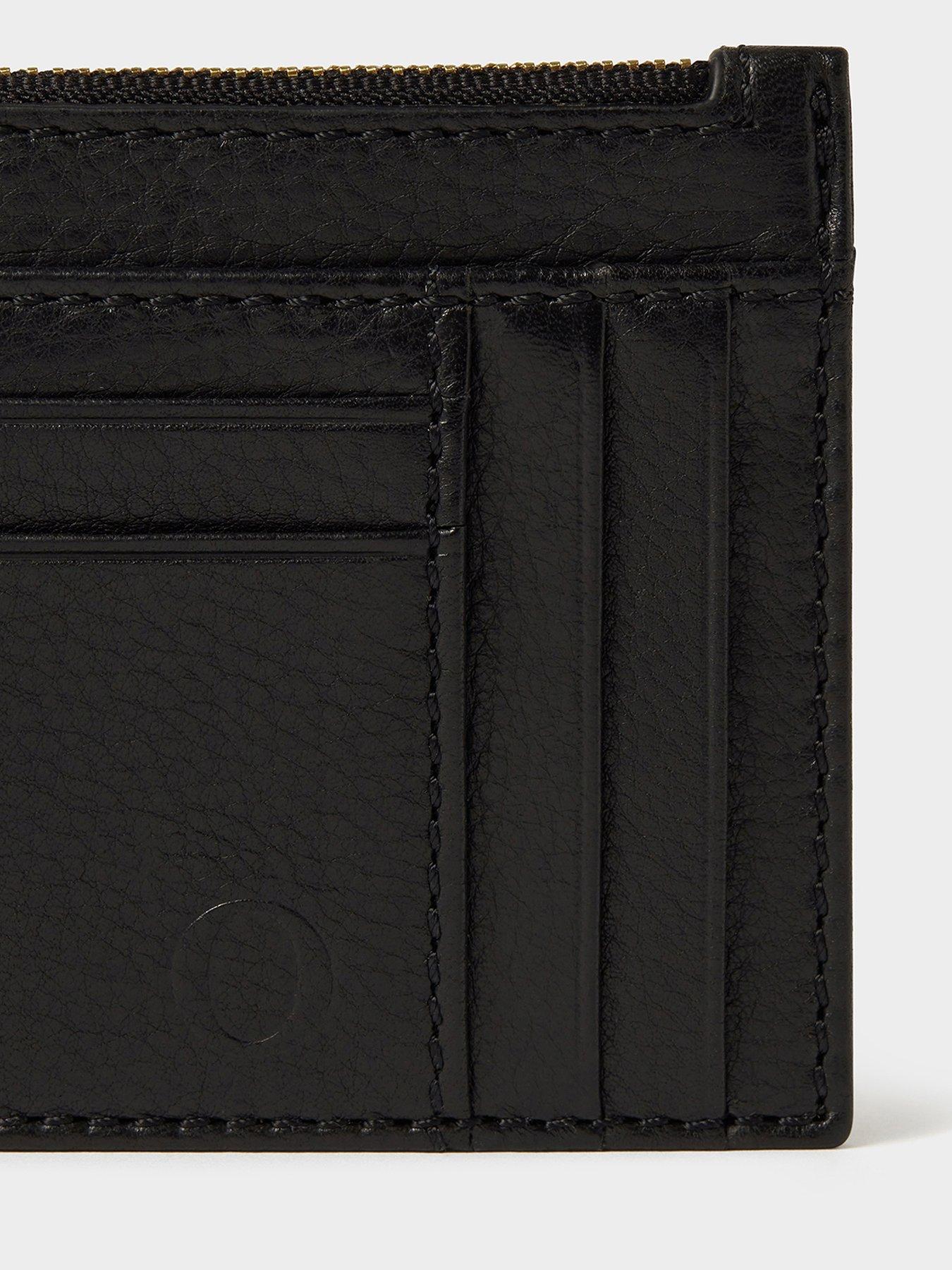 Image 5 of 6 of Osprey London The O Deboss East West Leather Zip Top Card Holder - Black