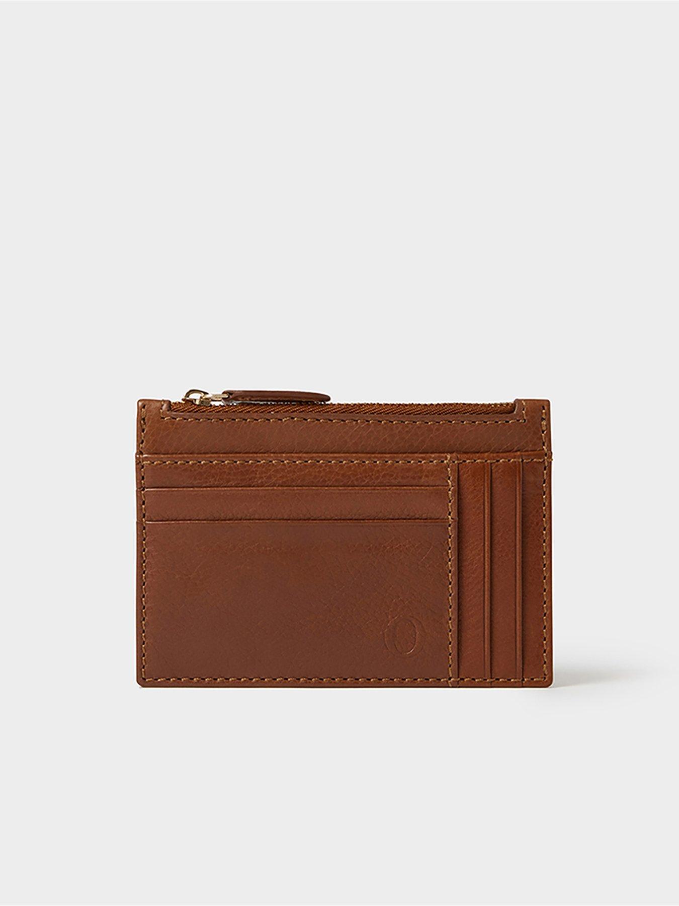 Image 2 of 6 of Osprey London Mens Debossed Zip Leather Card Holder - Brown
