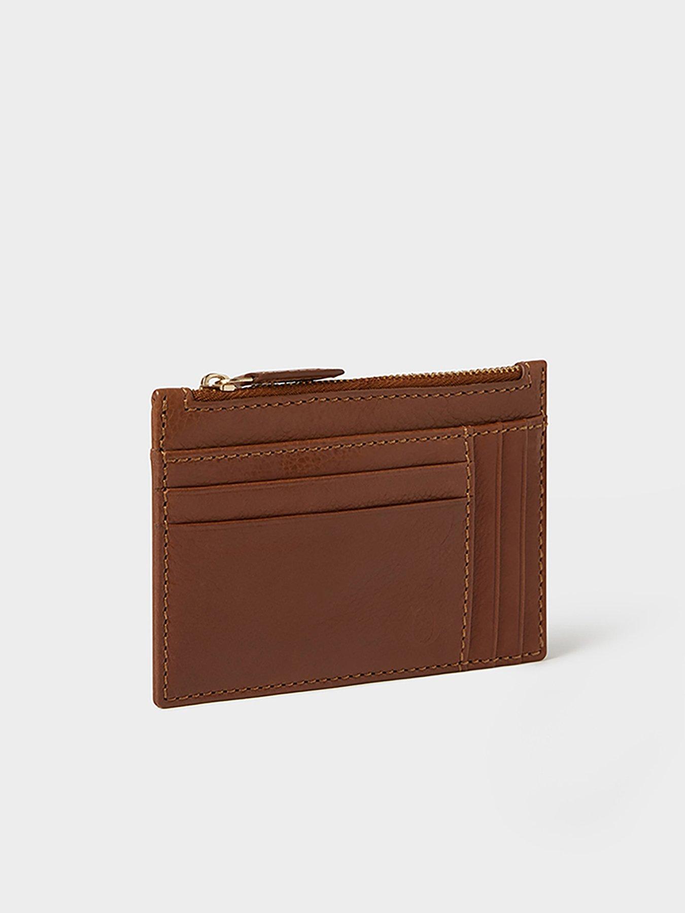 Image 3 of 6 of Osprey London Mens Debossed Zip Leather Card Holder - Brown