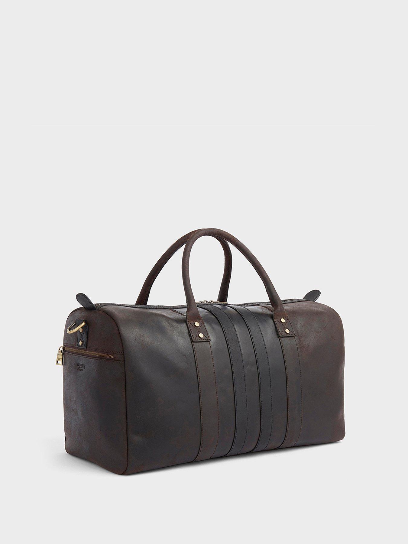 Image 2 of 6 of Osprey London The Jenson Leather Holdall - Chocolate &amp; Black