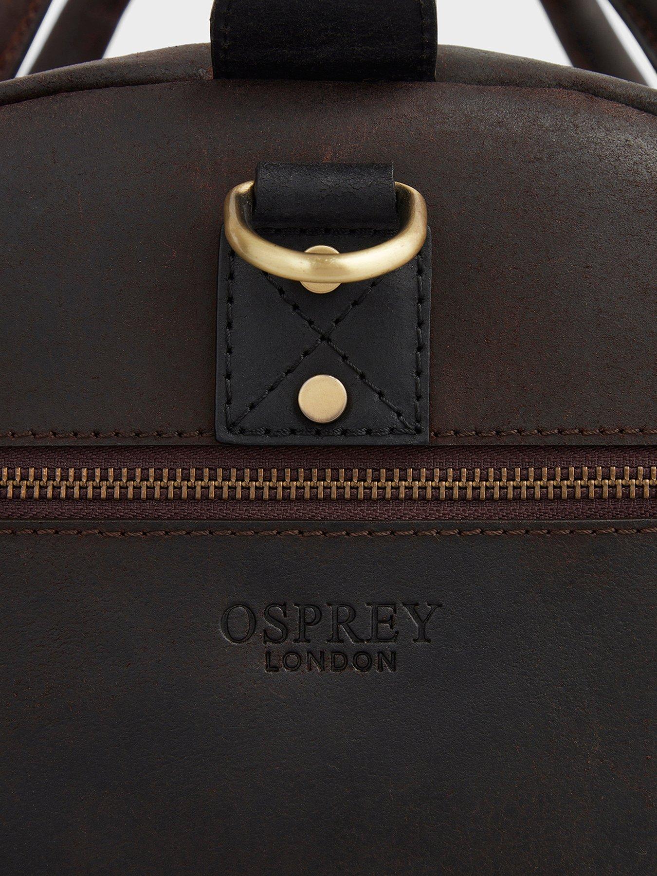 Image 4 of 6 of Osprey London The Jenson Leather Holdall - Chocolate &amp; Black