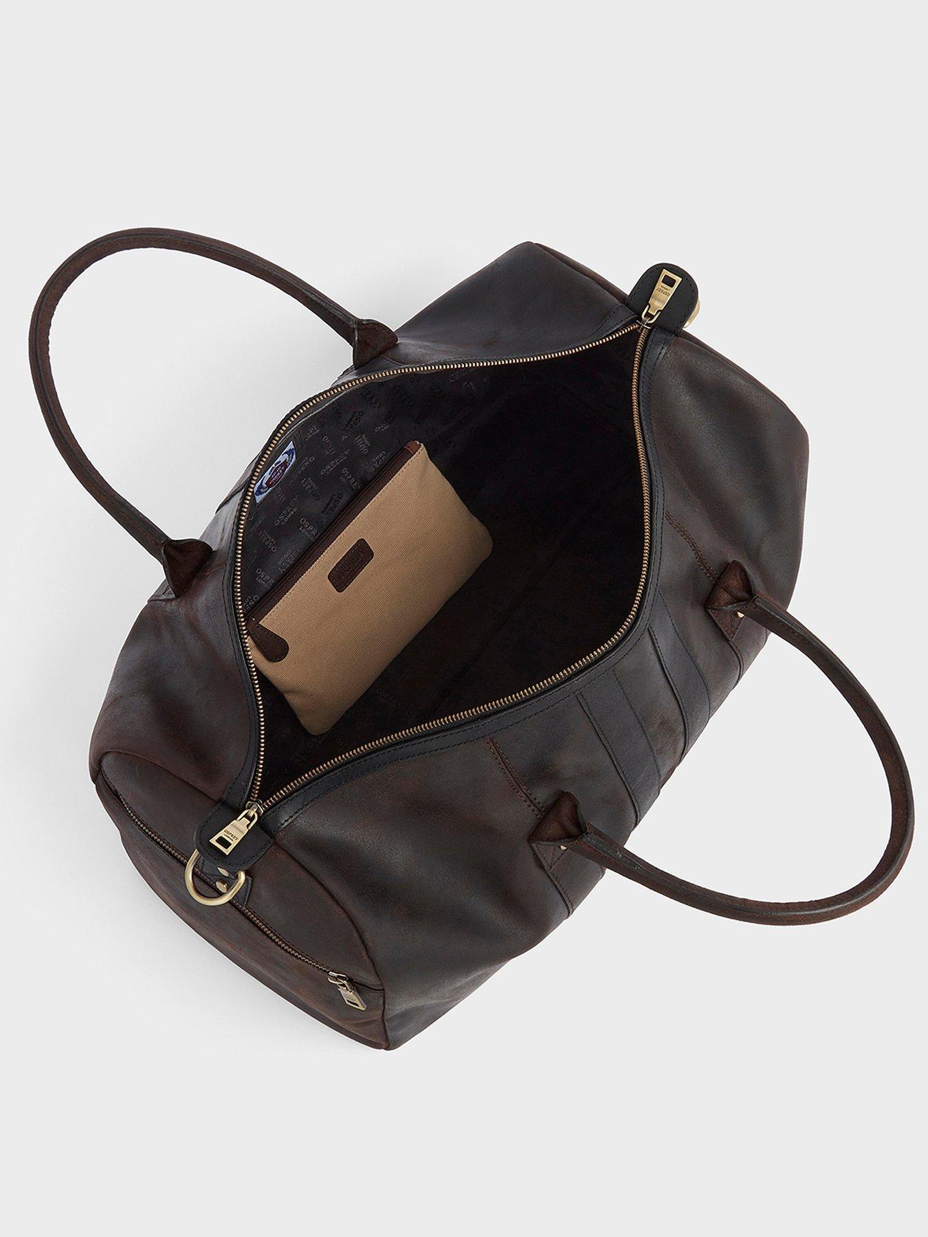 Image 5 of 6 of Osprey London The Jenson Leather Holdall - Chocolate &amp; Black