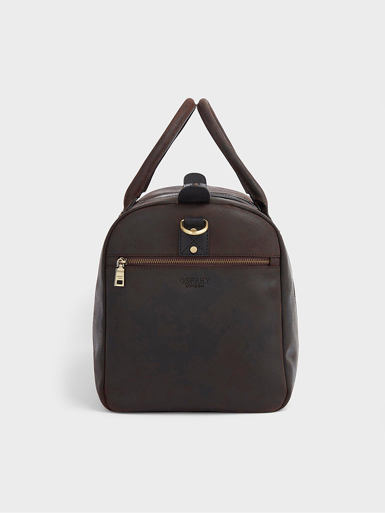 Image 6 of 6 of Osprey London The Jenson Leather Holdall - Chocolate &amp; Black