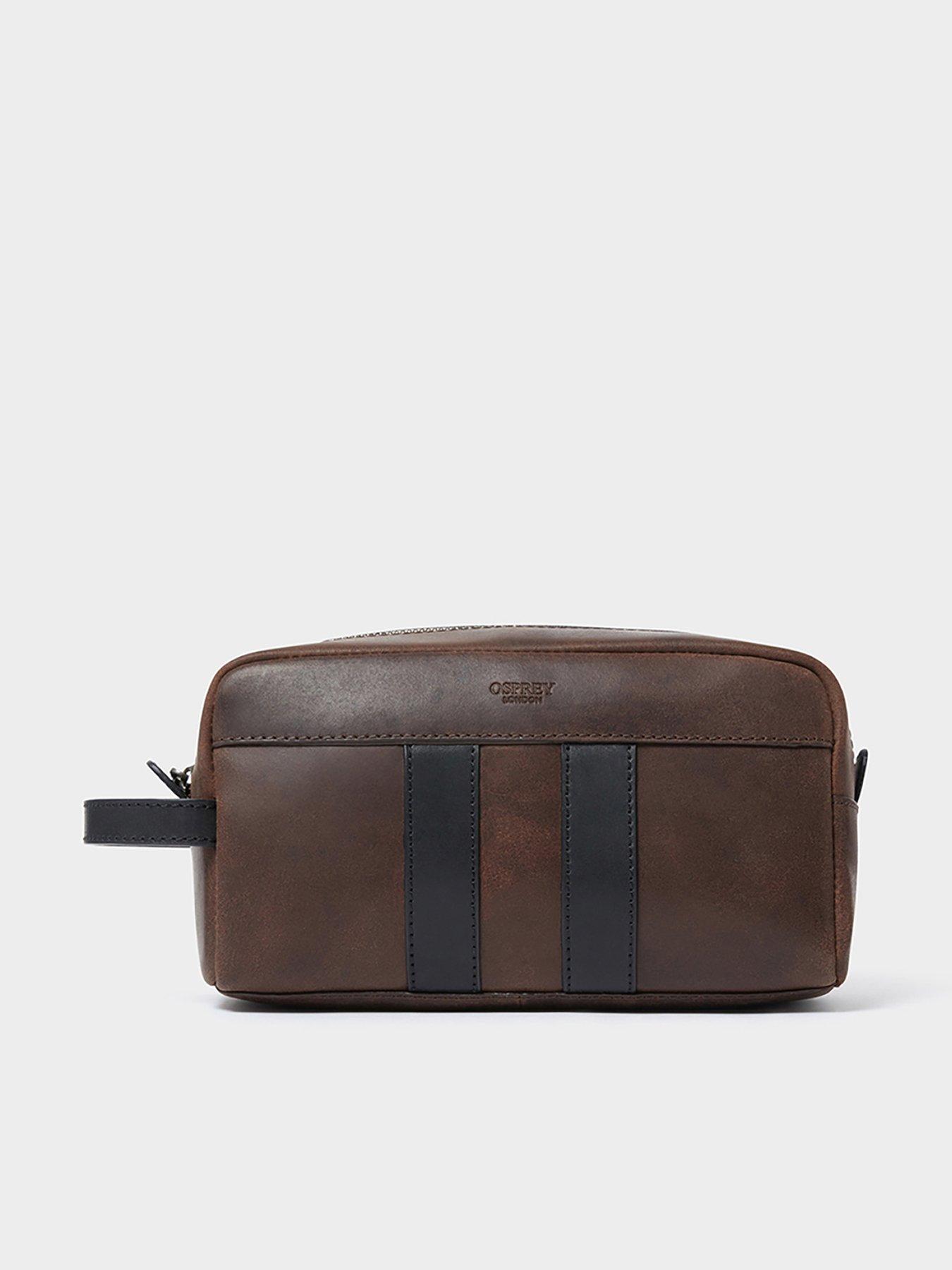 Osprey London The Jenson Leather Washbag - Chocolate & Black