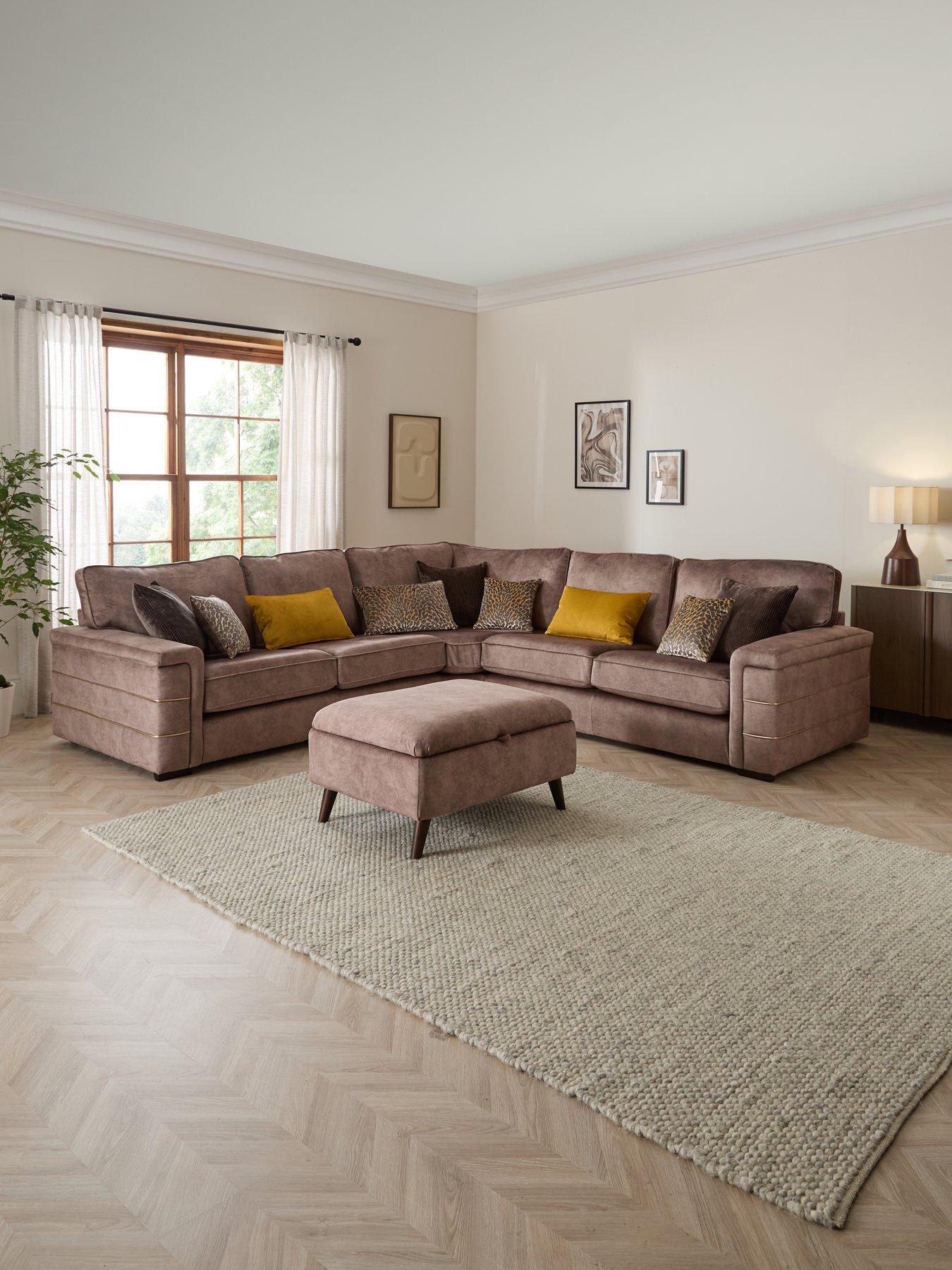Image 1 of 7 of The Very Collection Nessa Corner Group + Footstool Set (Buy &amp; SAVE!) - Made to Order in the UK