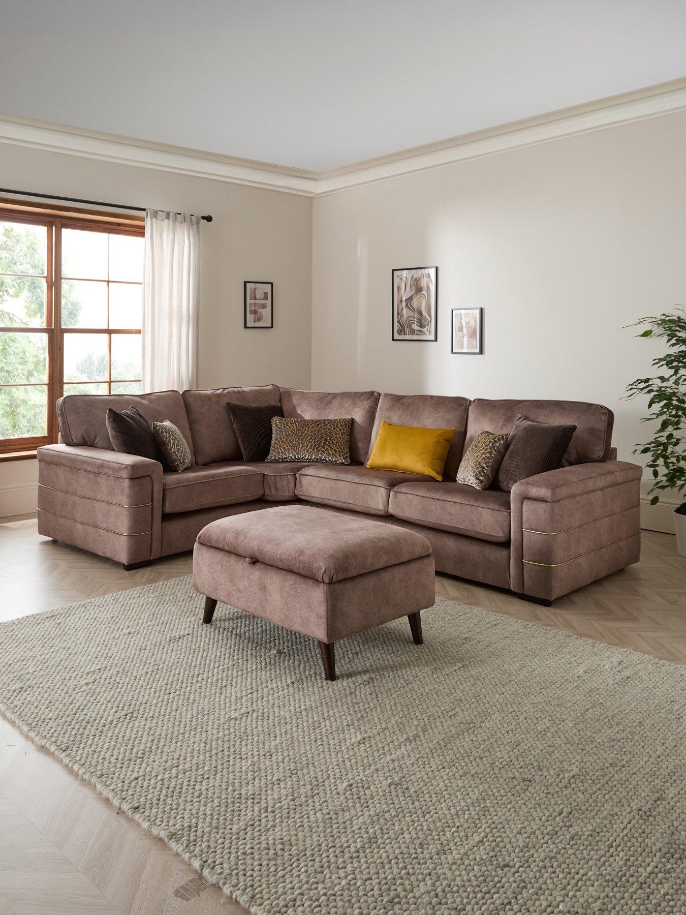 Image 1 of 7 of The Very Collection Nessa Left Hand Double Arm Corner Group + Footstool Set (Buy &amp; SAVE!) - Made to Order in the UK